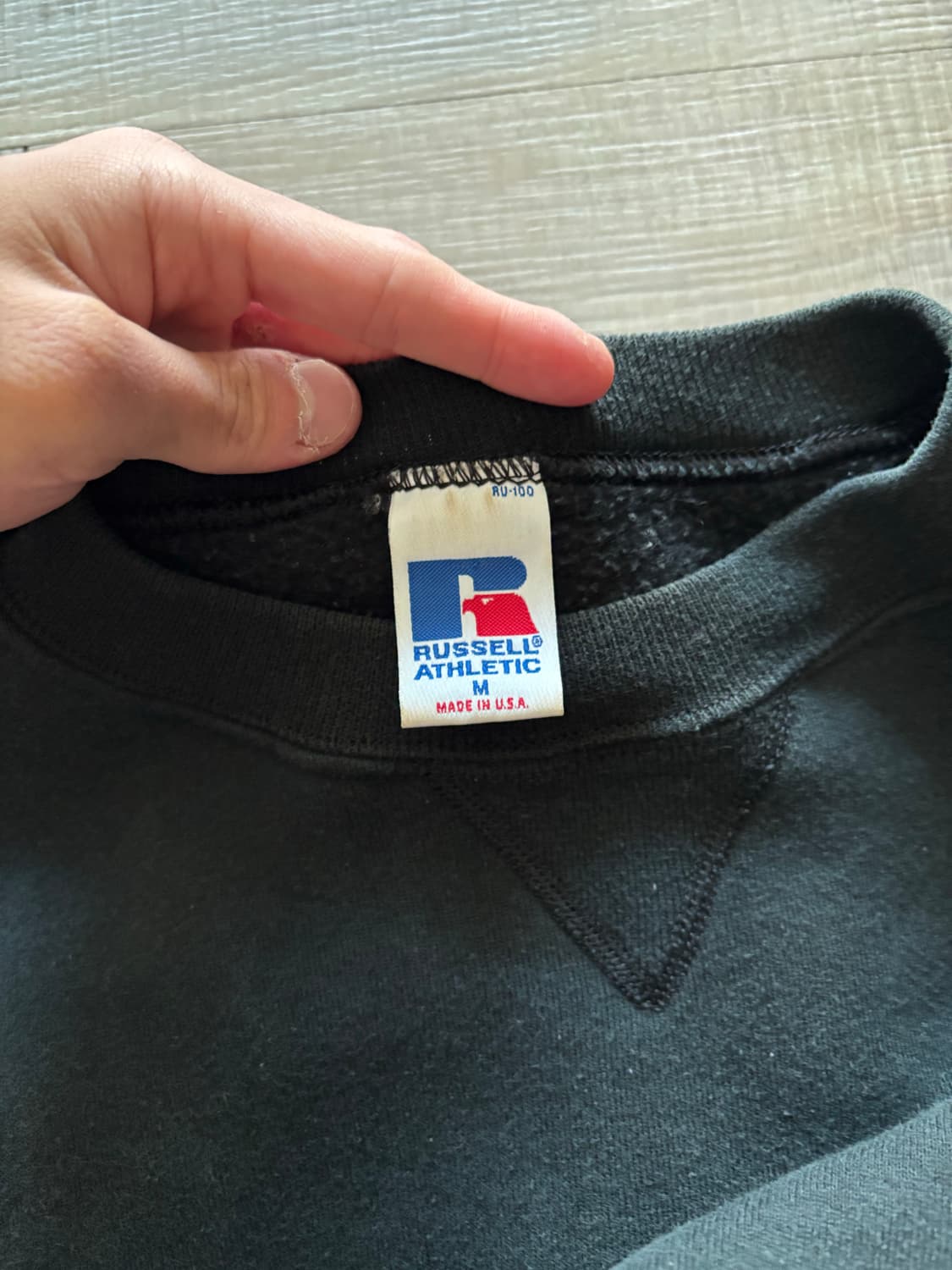 [M] 90s 러셀 맨투맨 스웻셔츠 블랭크 블랙 빈티지 상품이미지3