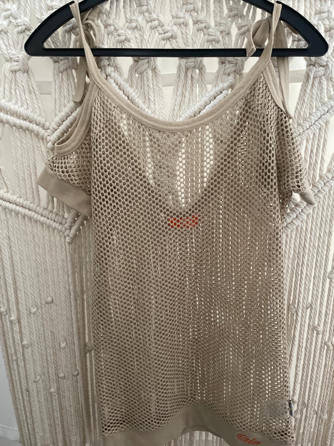 베이지 메쉬 니트 탑 상품이미지2