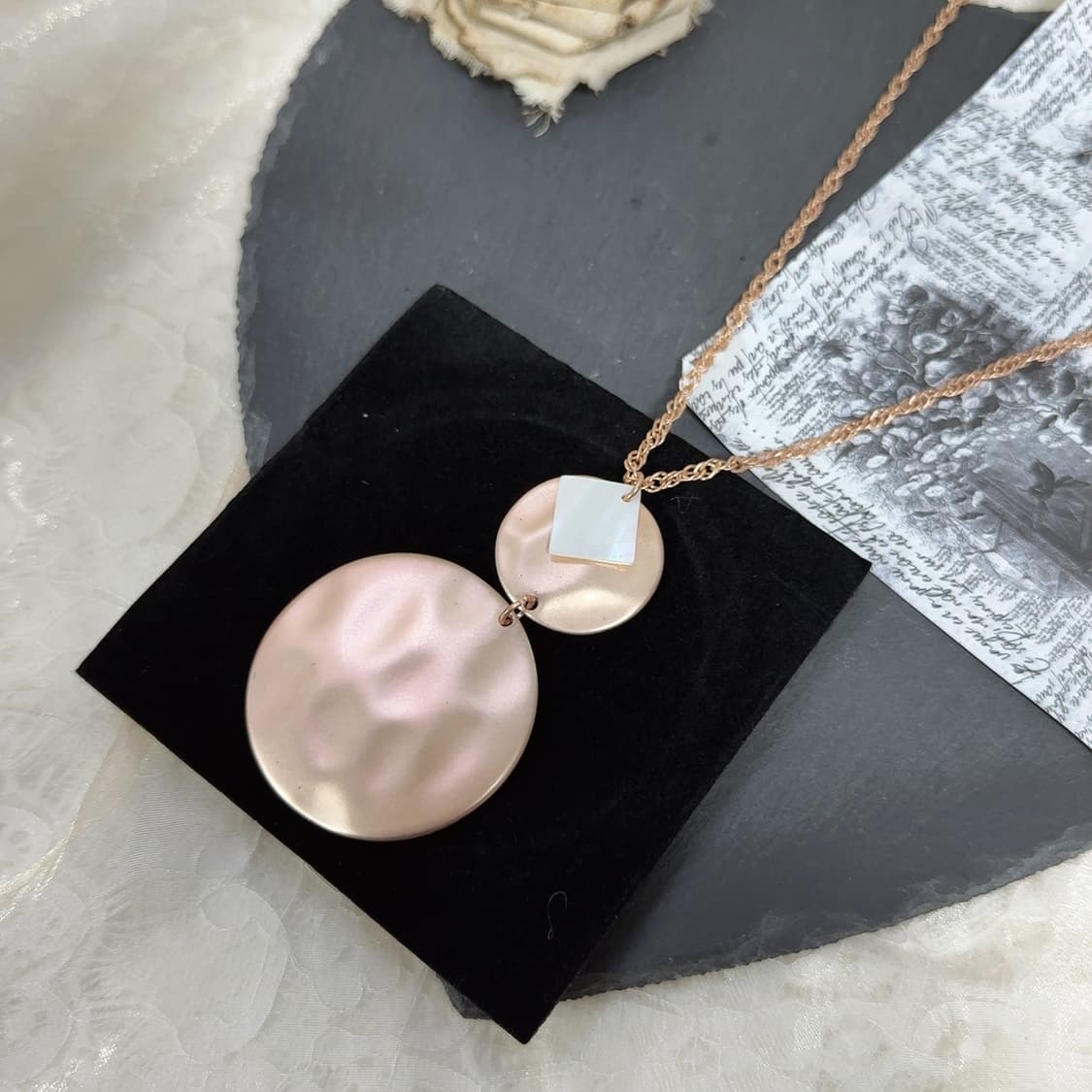 빈티지 로즈 골드톤 메탈 쉘 용골체인 목걸이 상품이미지3