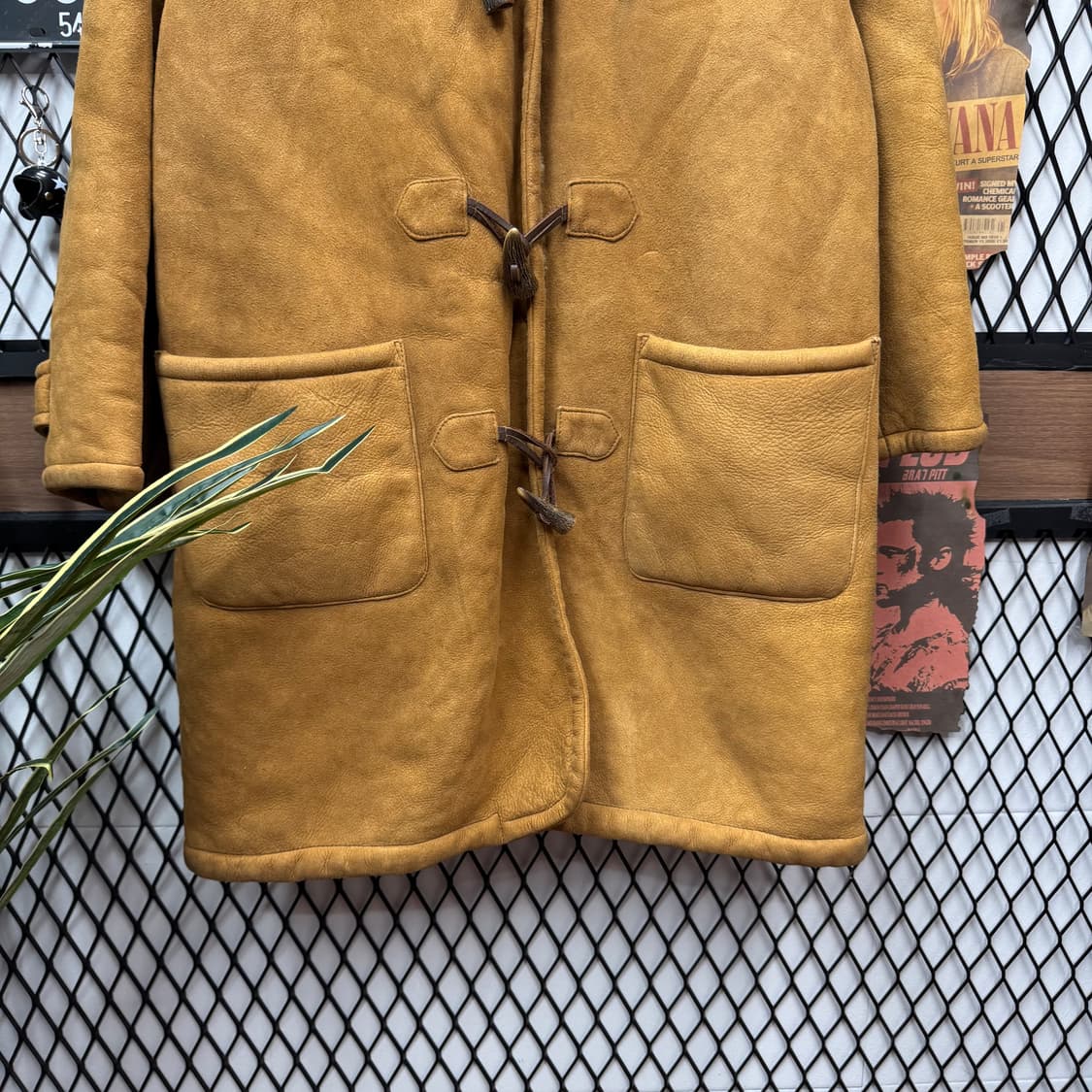 00s JPN VINTAGE 무스탕 더플 롱 코트 후드 포인트 브라운 상품이미지4