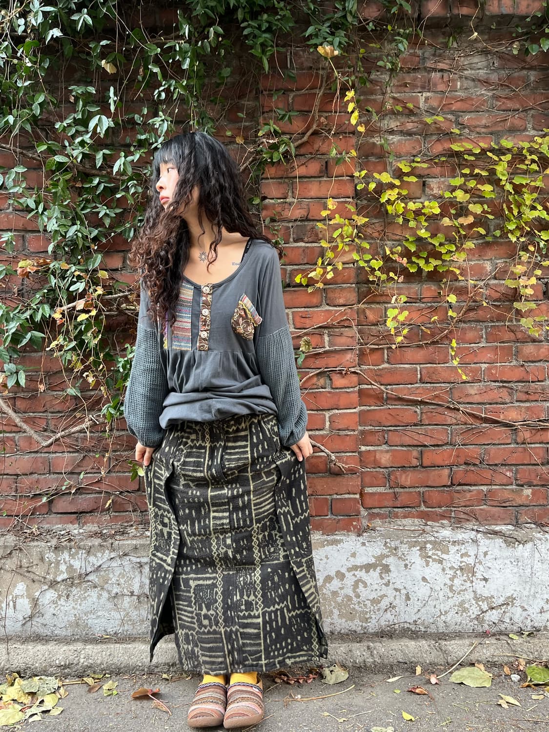 히피패턴 울 롱스커트 상품이미지2