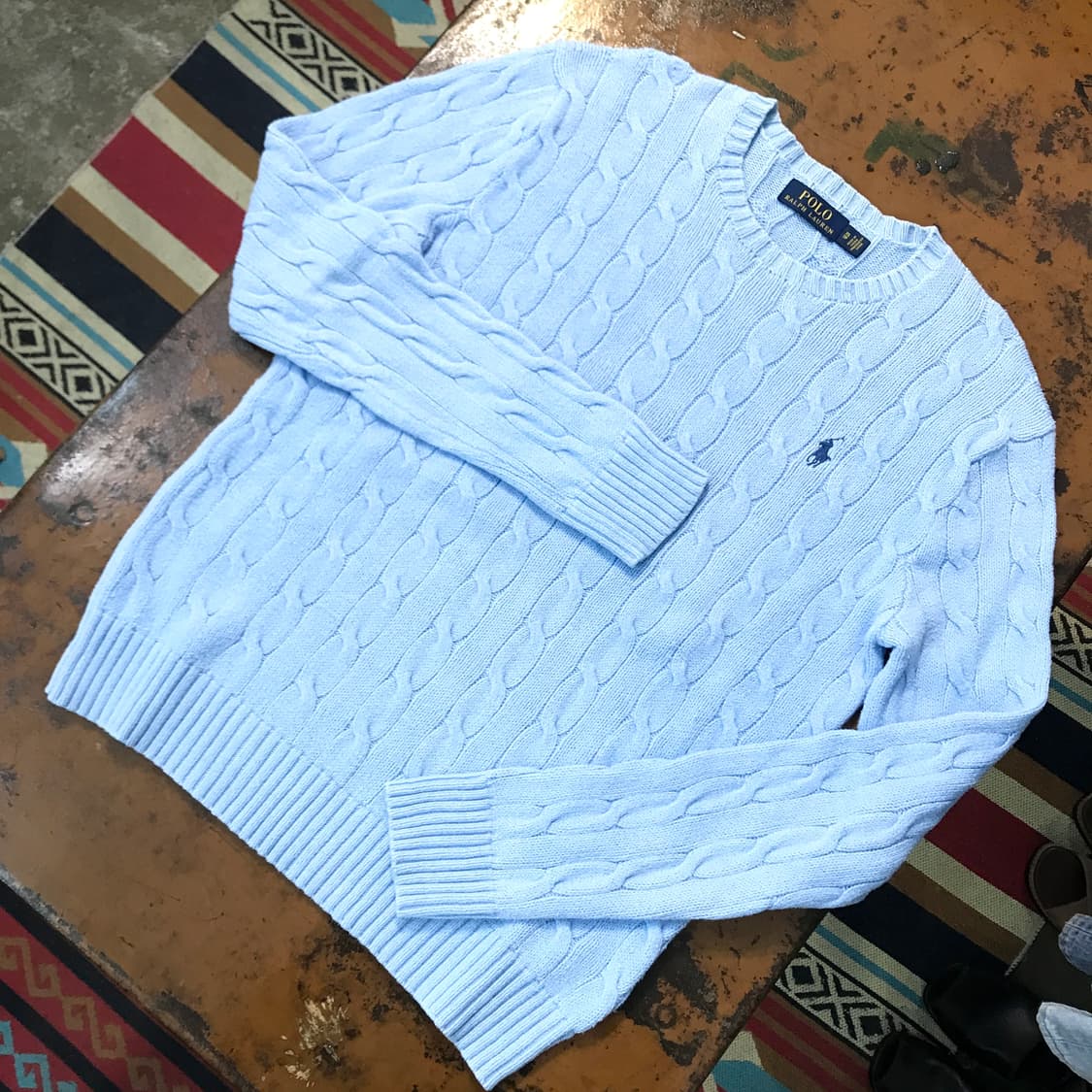 폴로랄프로렌 라이트 블루 케이블 니트 남성 102 105 여성 프리사이즈 상품이미지2