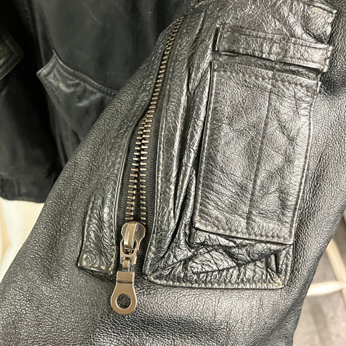 VTG 빈티지 블랙 레더 봄버 자켓 L 상품이미지4