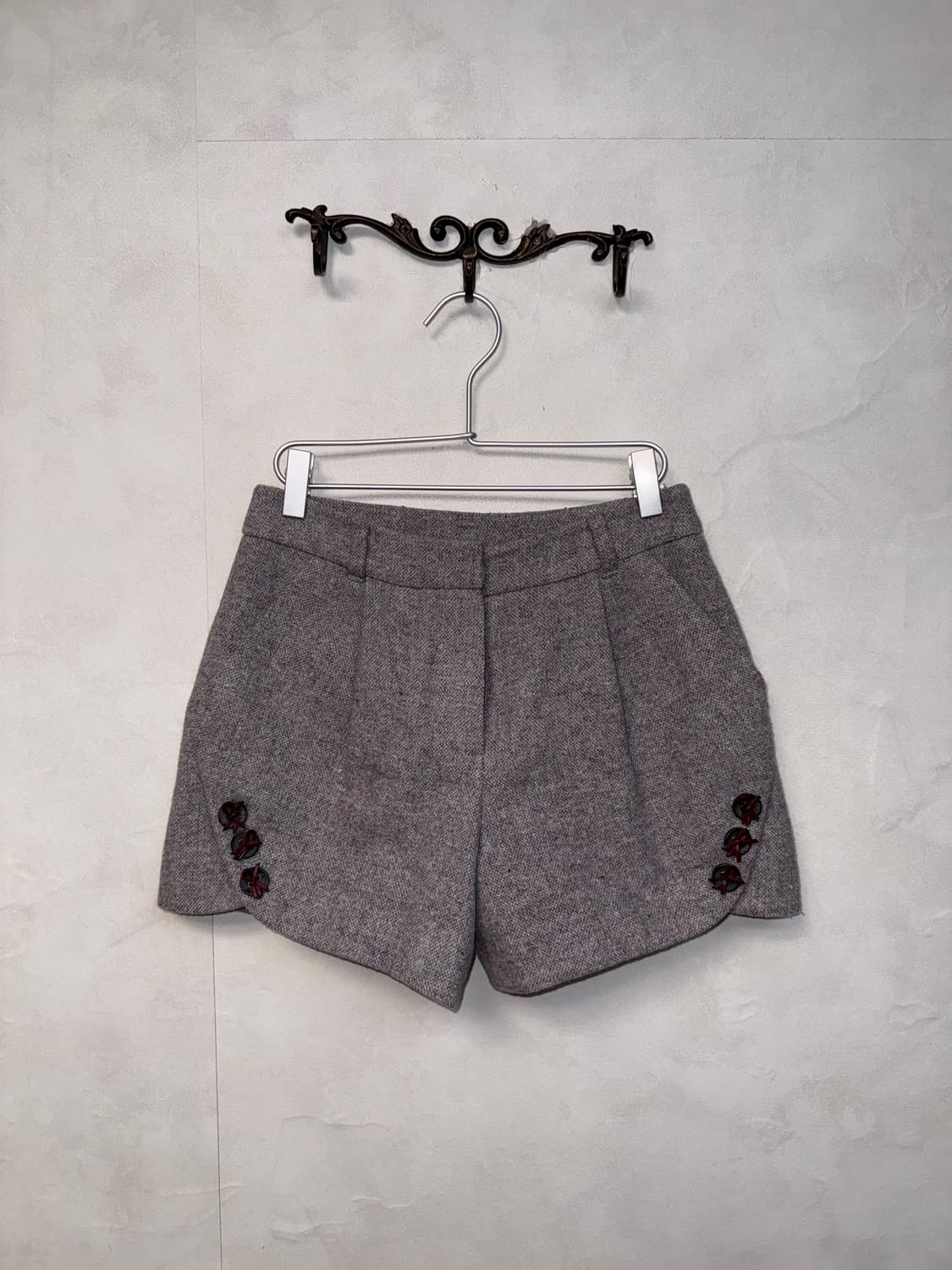 O’2ND lavender button wool short pants 상품이미지1