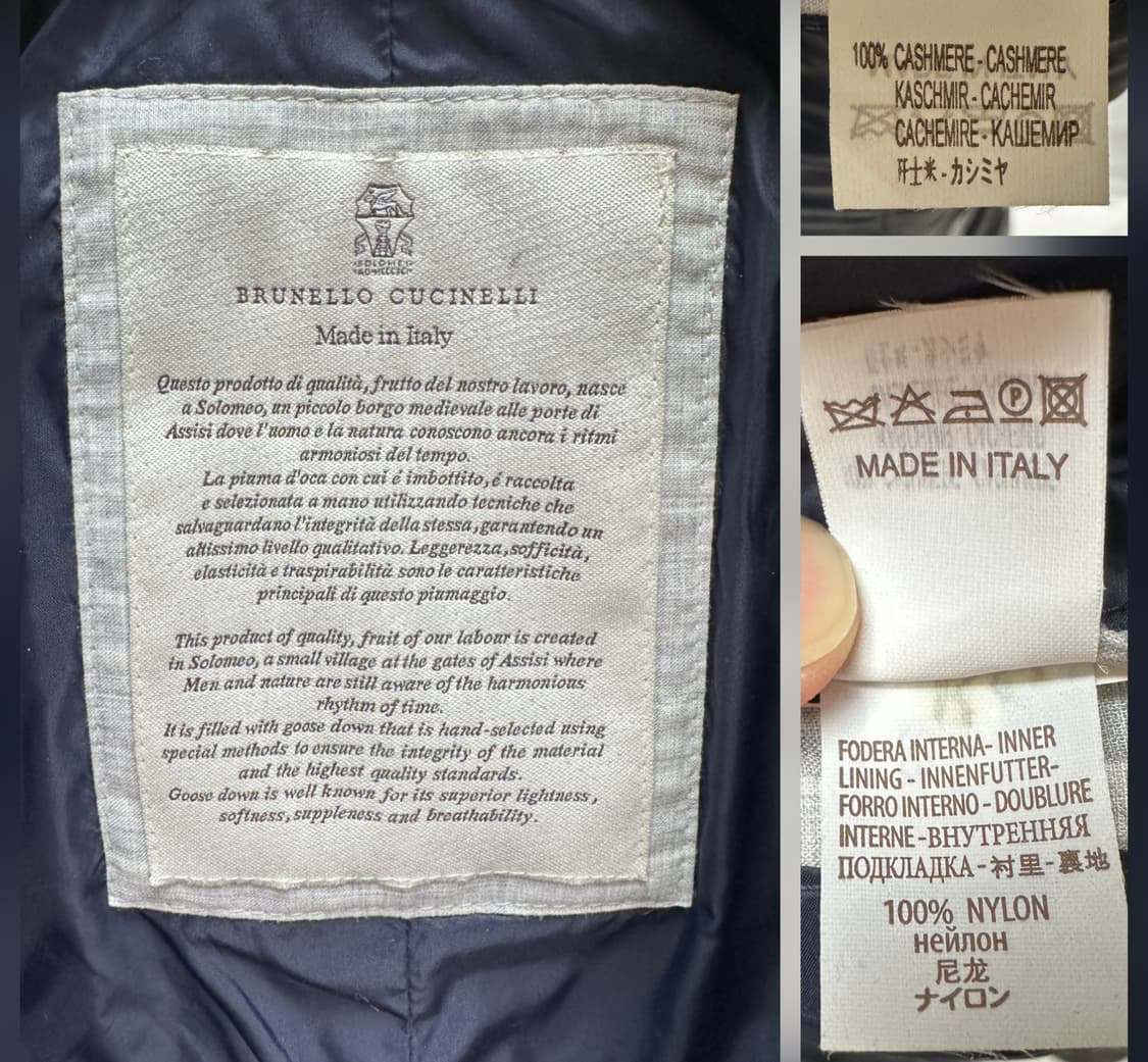 브루넬로쿠치넬리 캐시미어100 브레스티드 구스다운 패딩 자켓 XL 상품이미지7