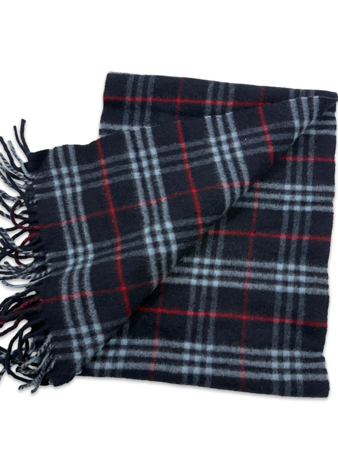 빈티지 버버리 케시미어 네이비 체크 머플러 상품이미지3