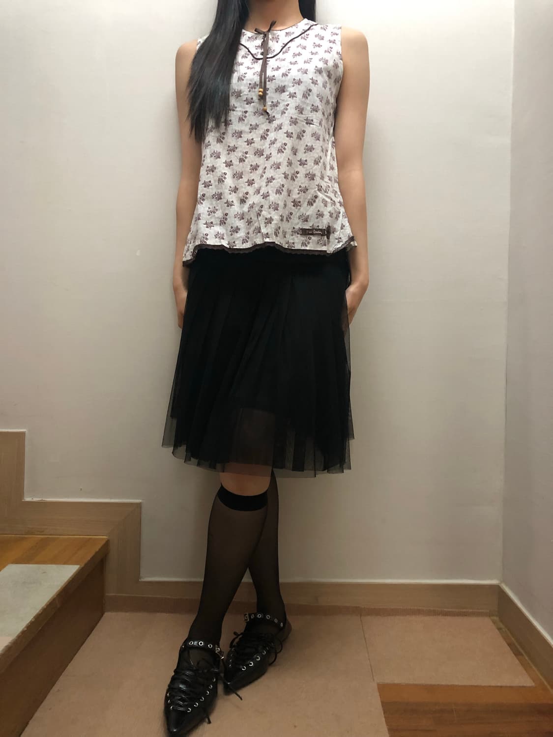 빈티지 화이트 플라워 블라우스 상품이미지2