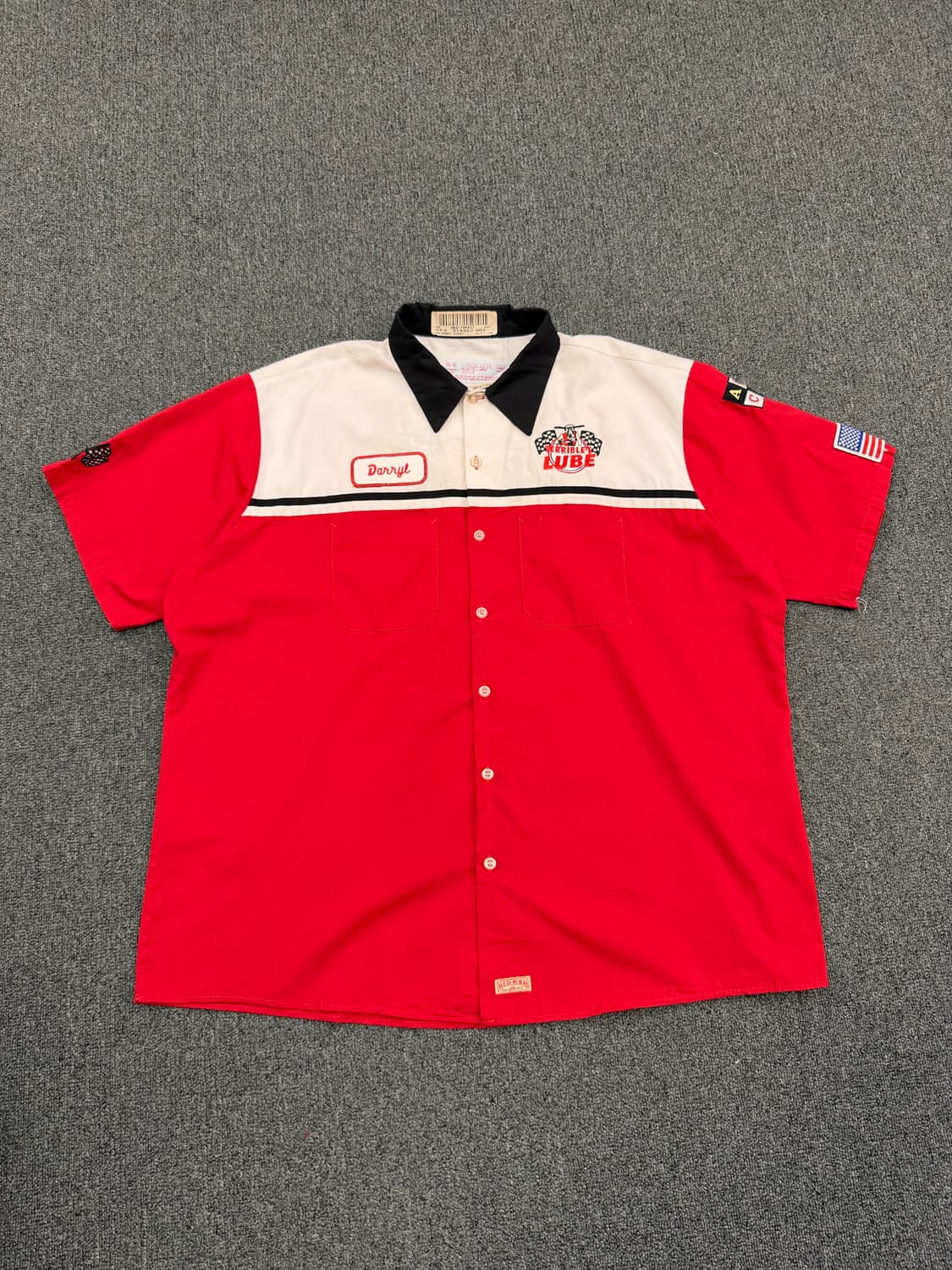 2XL) 레드 캡 빈티지 패치 자수 레이싱 반팔 셔츠 상품이미지1