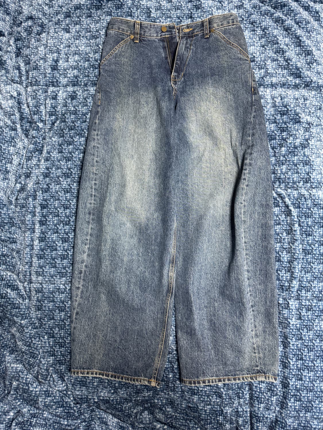 해칭룸 와이드 커브진 워시드블루 2 상품이미지2