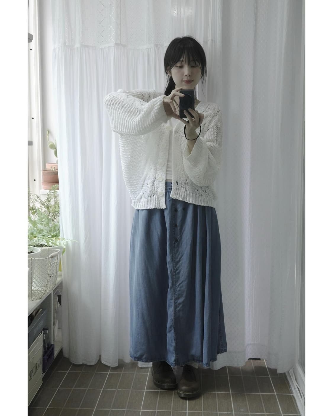 blue denim vintage skirt 상품이미지2