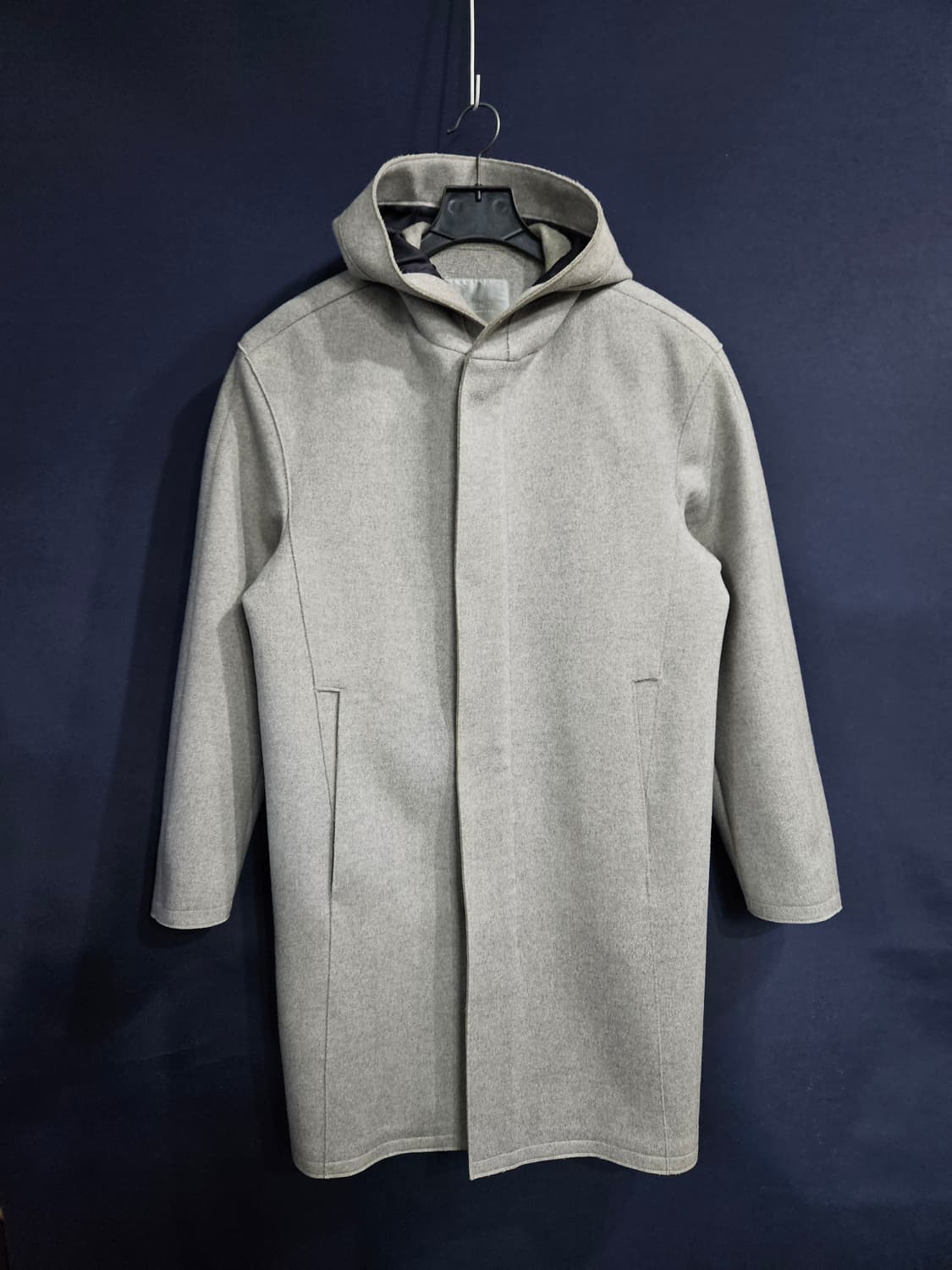 타임옴므 그레이 남성 세미오버핏 95 후드 하프코트  상품이미지1