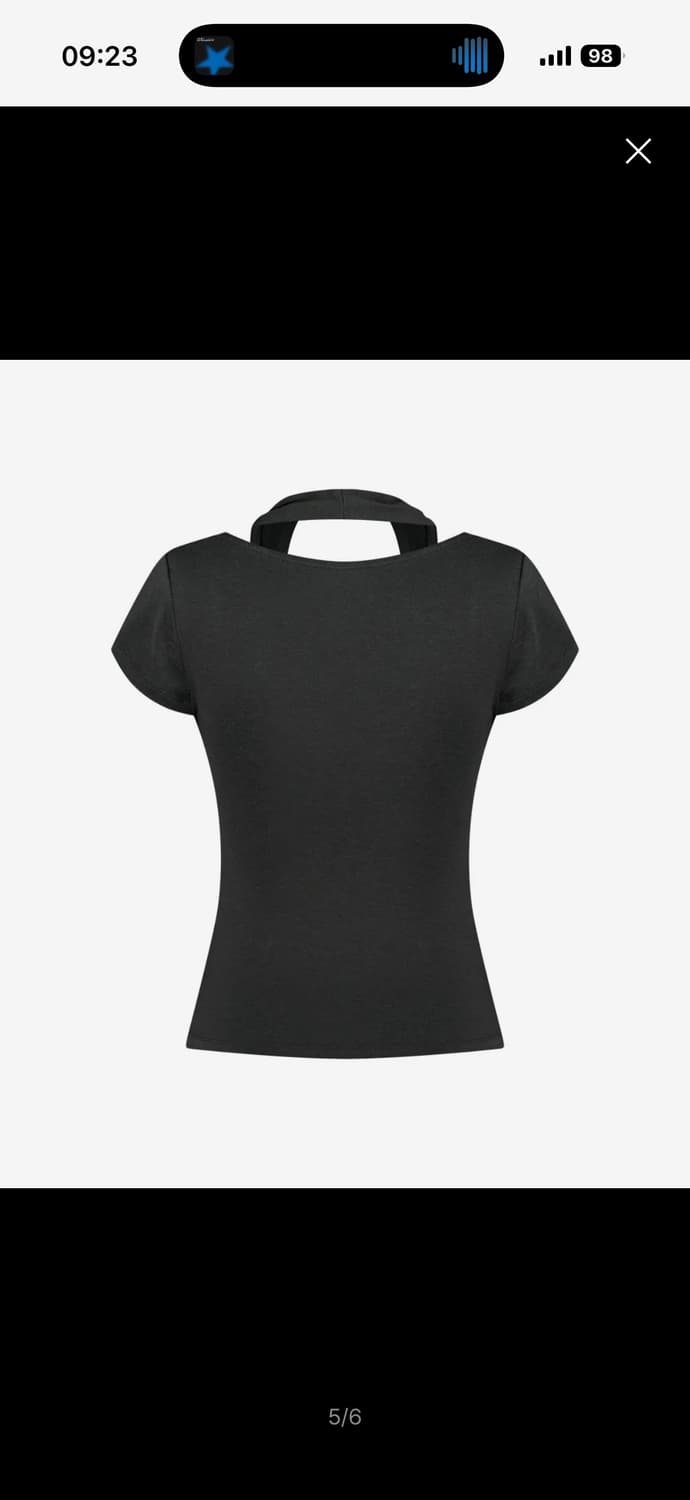 레이스 카울넥 티셔츠 블랙 OS 상품이미지4