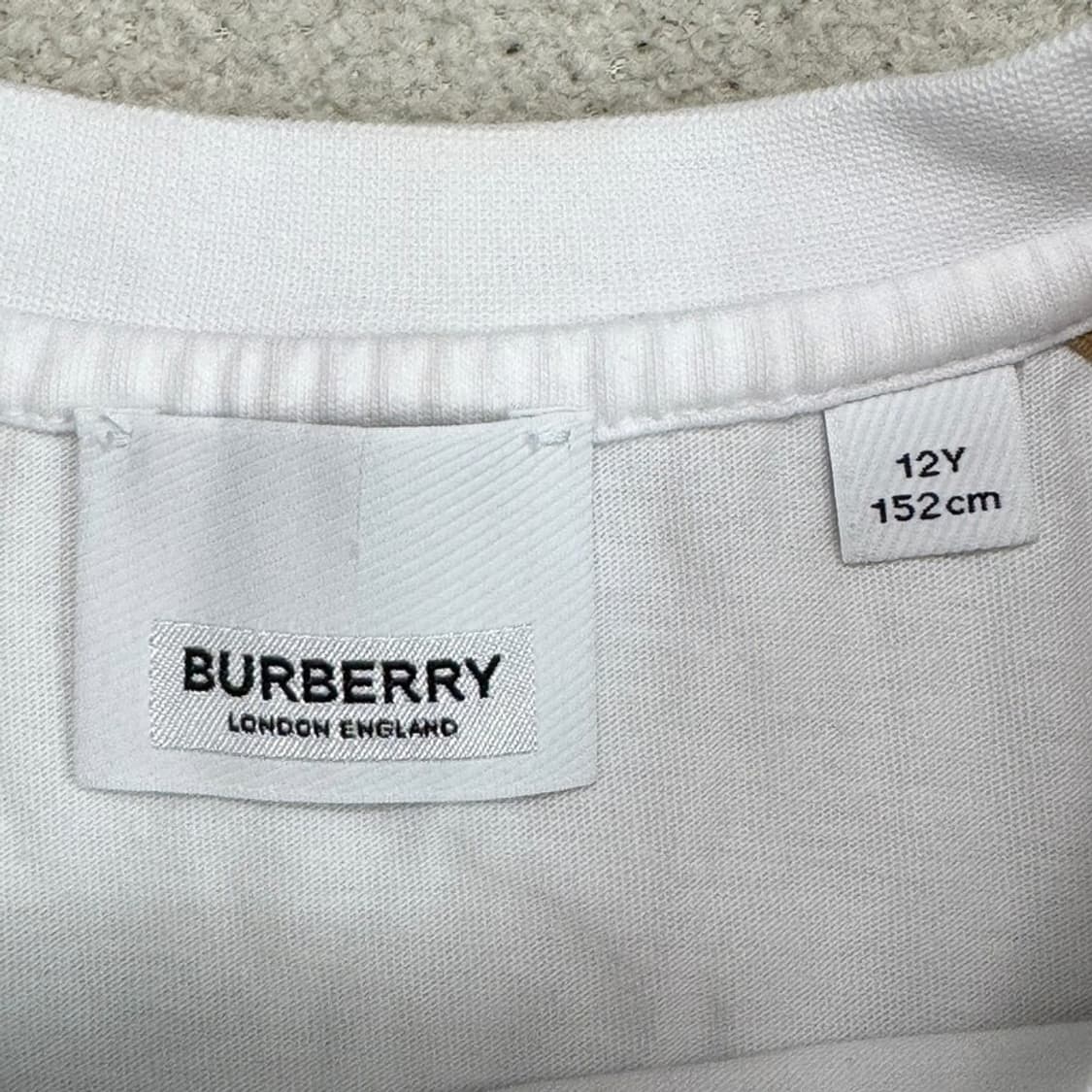 BURBERRY 주니어 체크 트리밍 코튼 반팔 티 12Y 152cm 상품이미지2