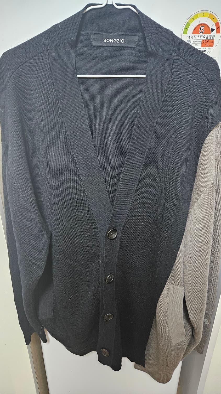 송지오 블랙/그레이 가디건 상품이미지1