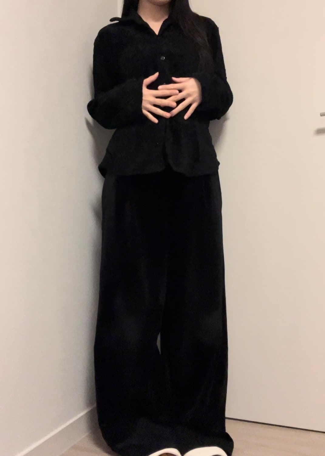 black flower pattern velvet shirts 상품이미지2