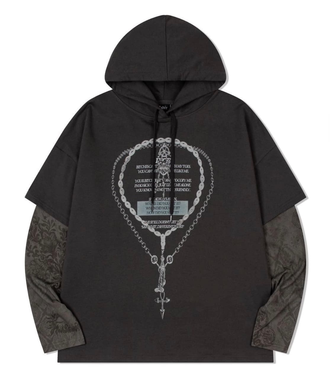 배디 Necklace Layered Hoodie Charcoal 상품이미지2