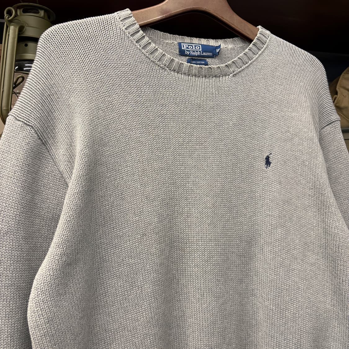 00s 폴로 랄프로렌 플레인 코튼 크루넥 니트 스웨터 그레이 N722 상품이미지3