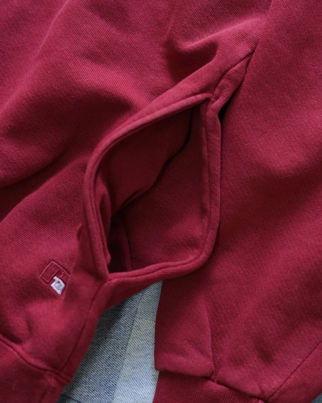 엘엘빈x러셀 90s 1/4 스웻셔츠 버건디 X Large 상품이미지5