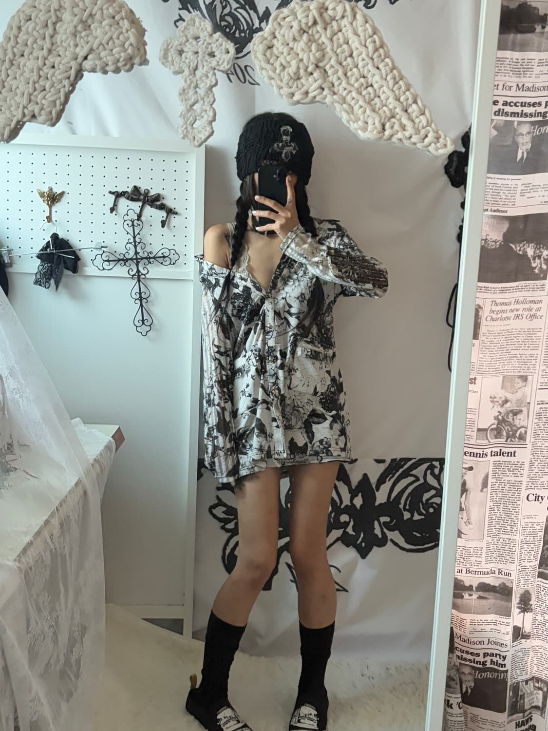• Oriental Flower Mini Shirt Dress 상품이미지5