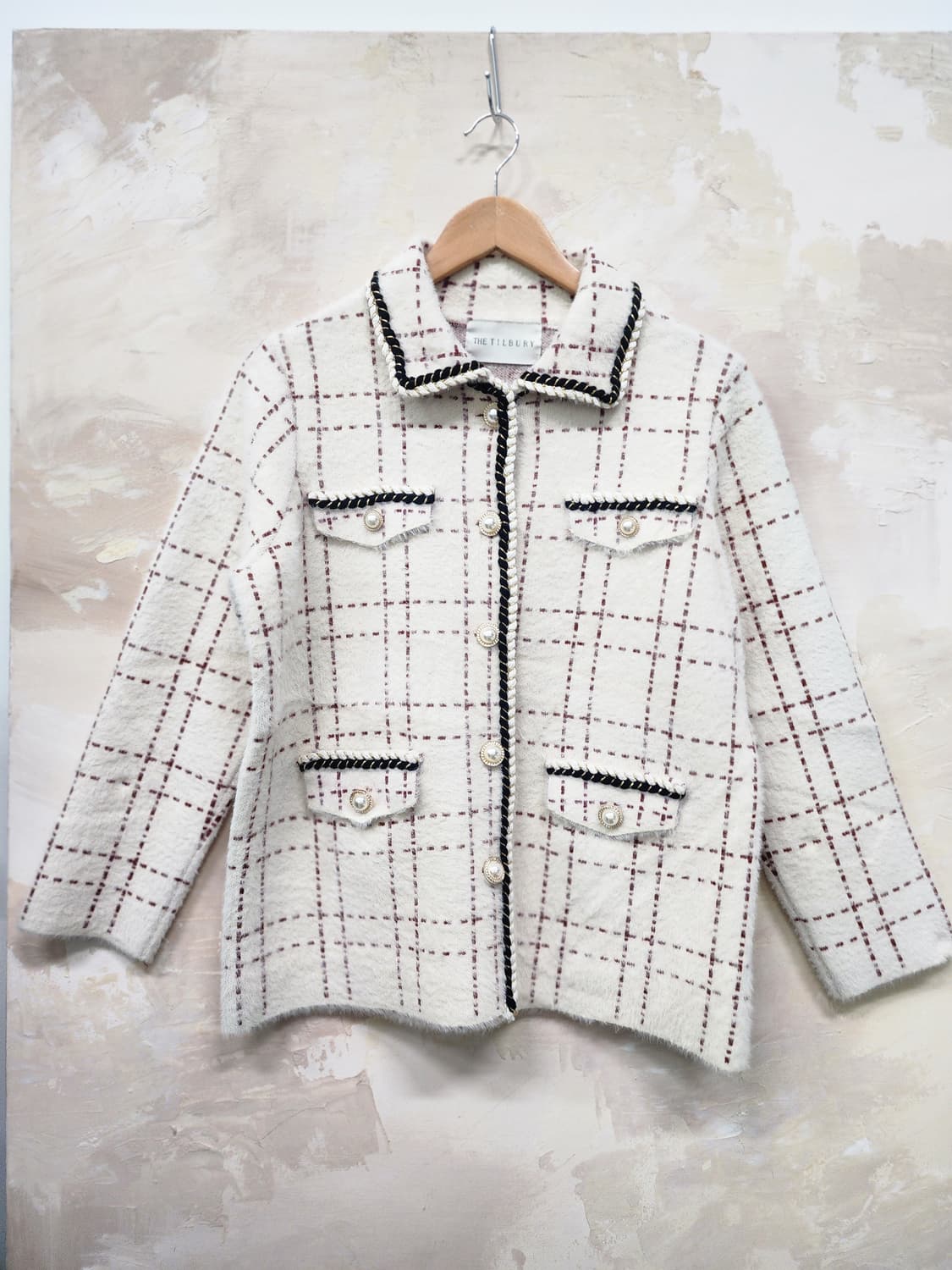 더틸버리 퍼 체크 가디건 상품이미지1