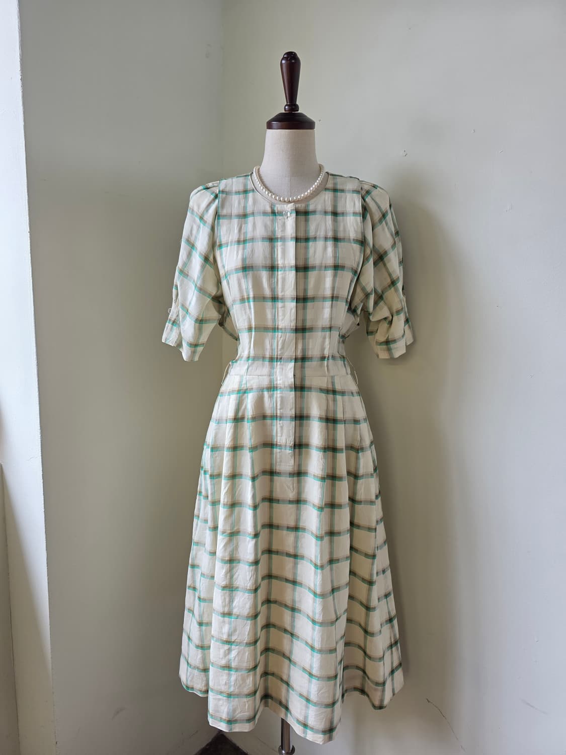 체크 반팔 원피스 상품이미지2