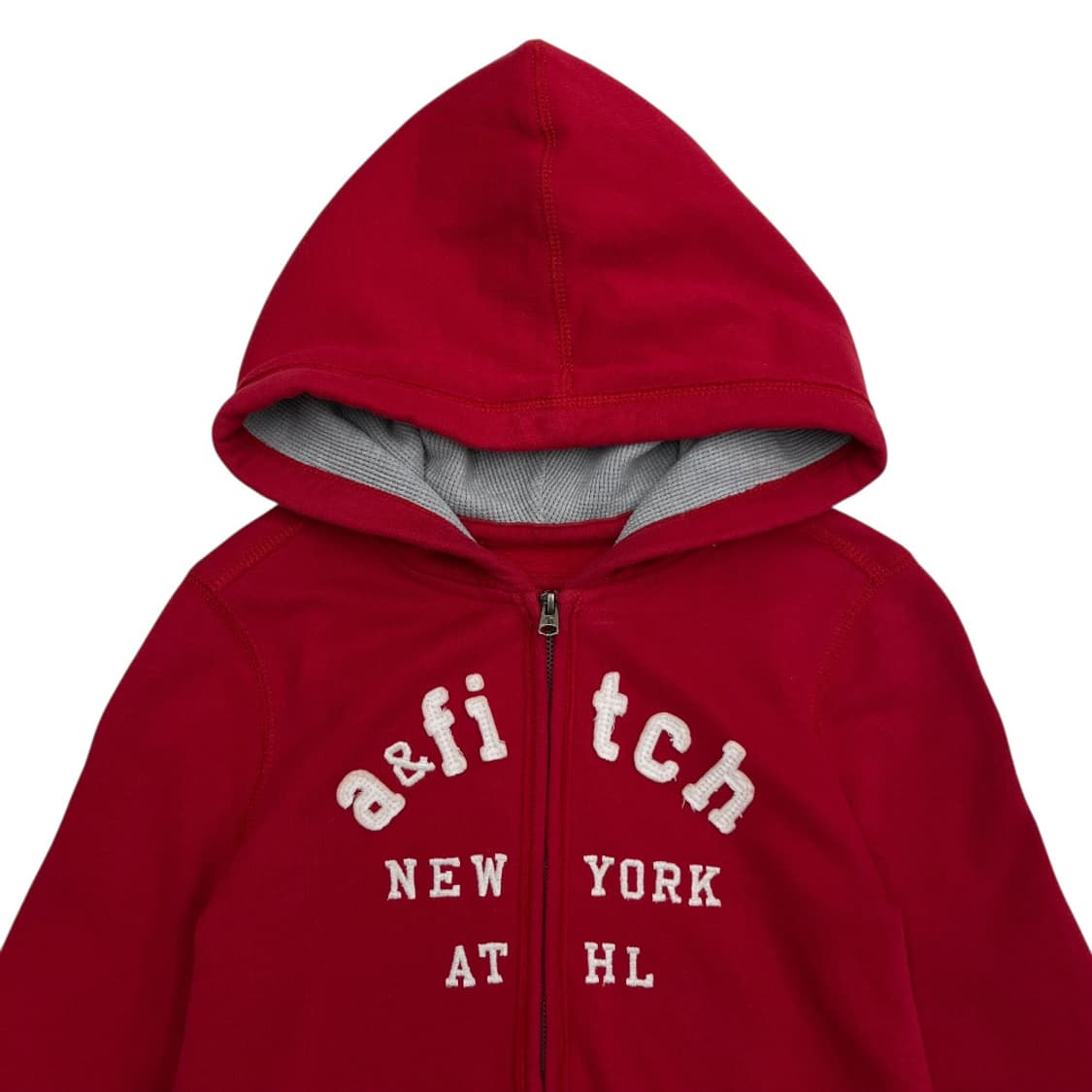 아베크롬비 센터로고 레드 후드집업 XL 상품이미지4