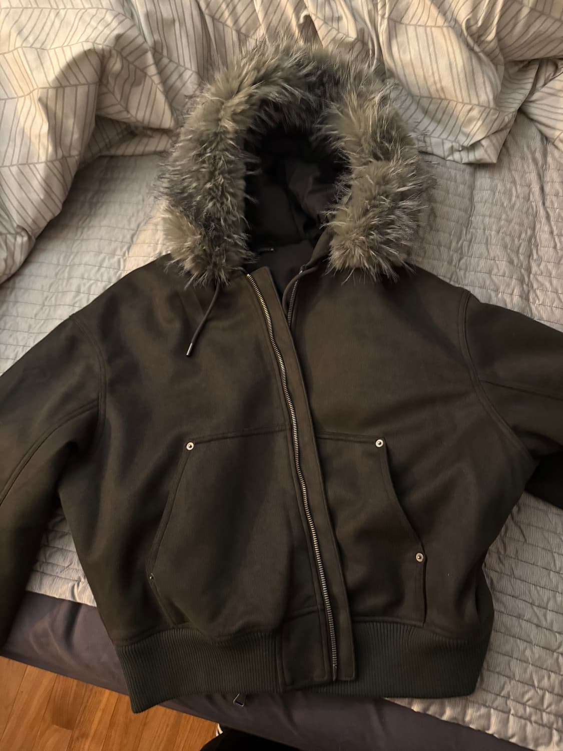 ZARA 자라 스웨이드 퍼 자켓 L 상품이미지1