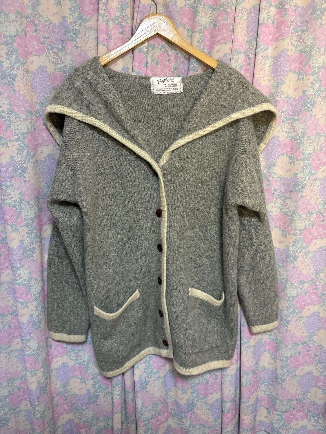 그레이 울 세일러 카라 가디건 상품이미지6