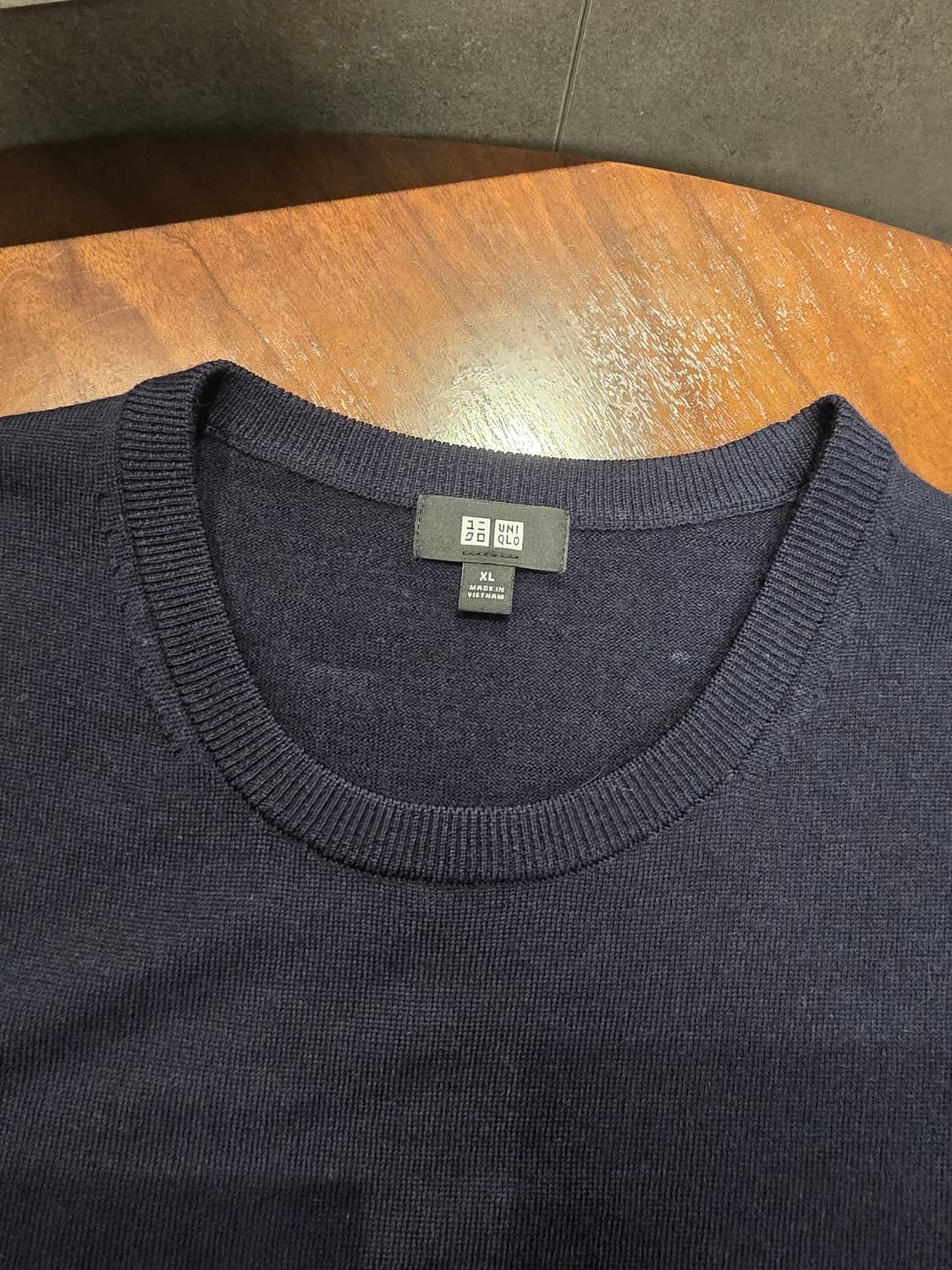 유니클로 메리노울 크루넥 스웨터 네이비 XL 새제품 상품이미지2