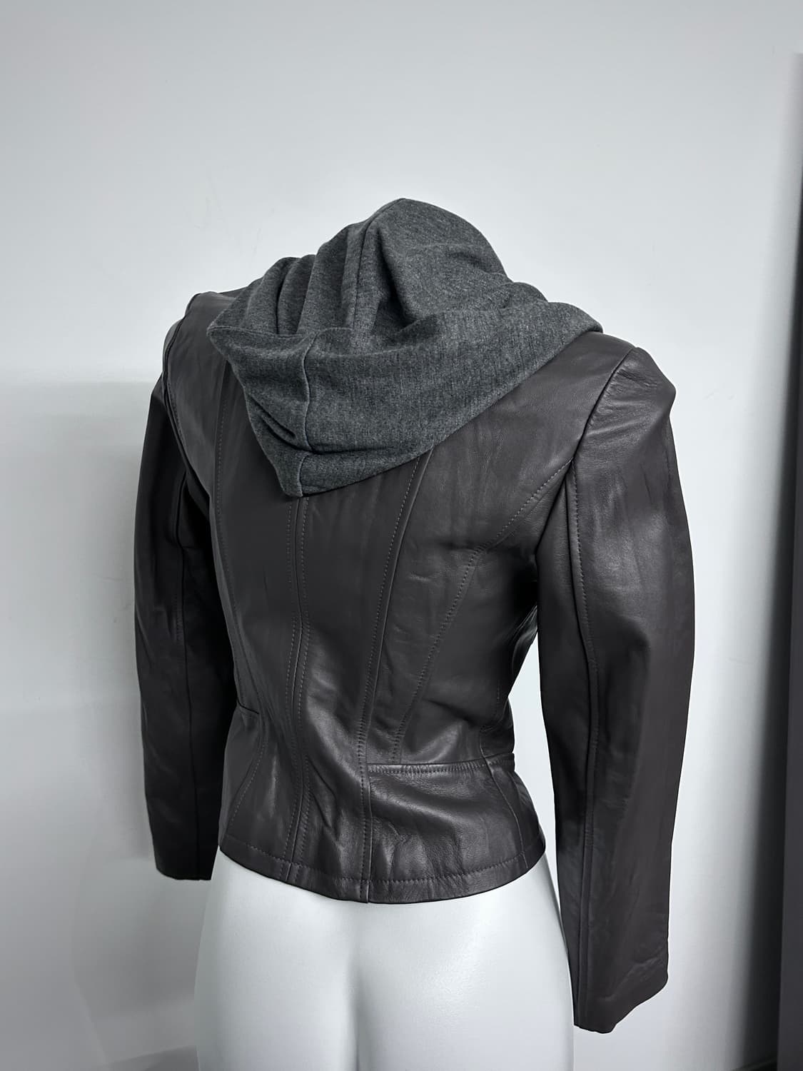 사선 후드 하이브리드 레더 자켓 상품이미지8