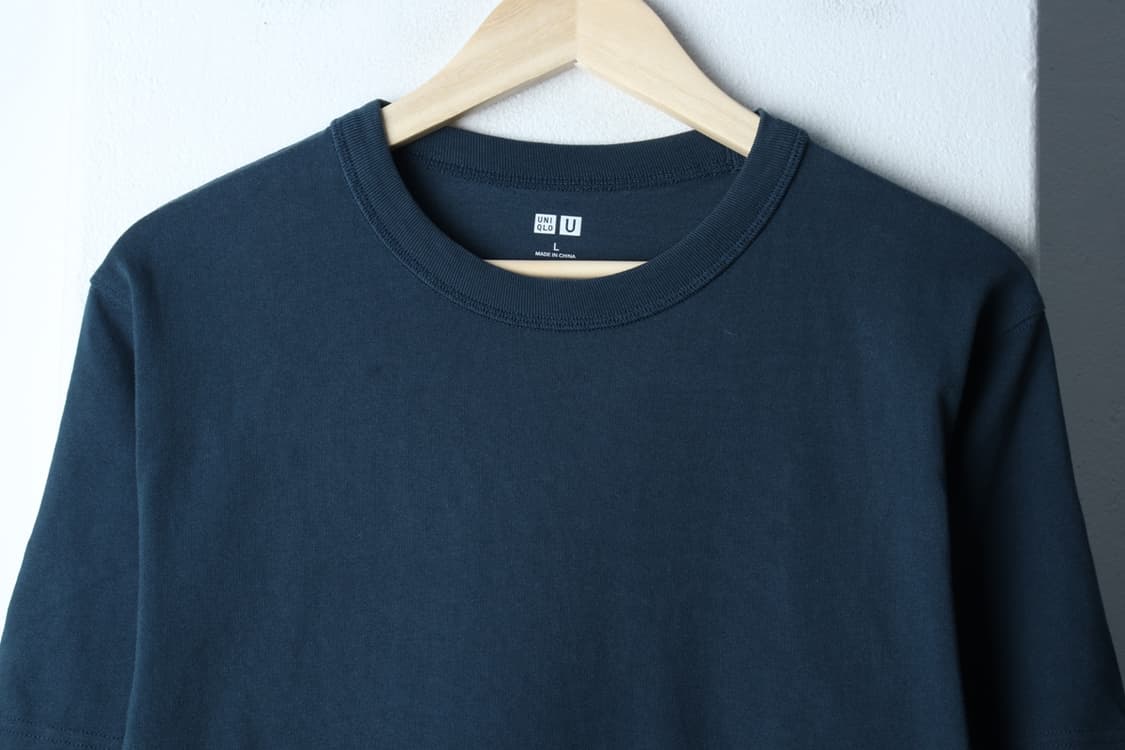 (L-XL) 유니클로 반팔 티셔츠 U라인 무지 블루-H32929 상품이미지3