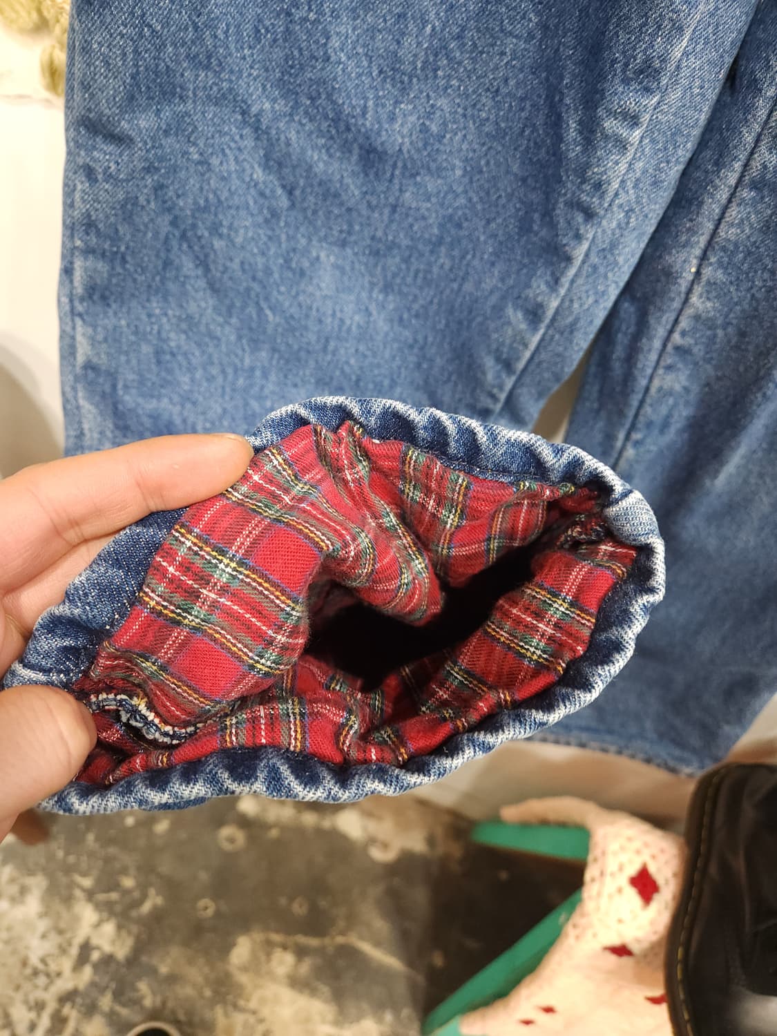 엘엘빈 릴렉스핏 플란넬체크 안감 데님팬츠

 상품이미지4