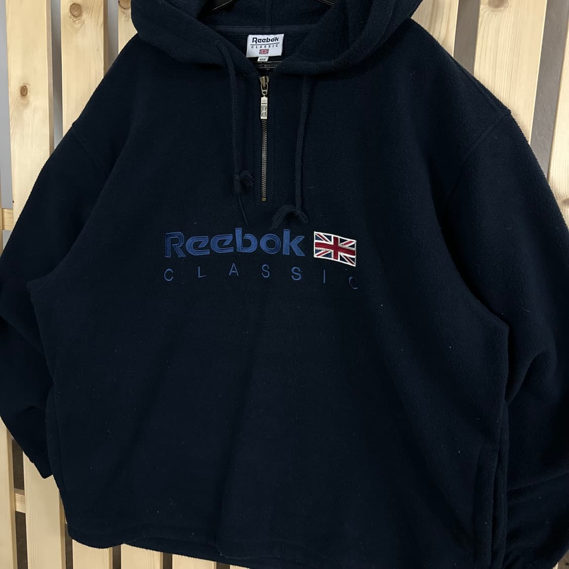 (2XL) 리복 네이비 후리스 반집업 맨투맨 상품이미지2