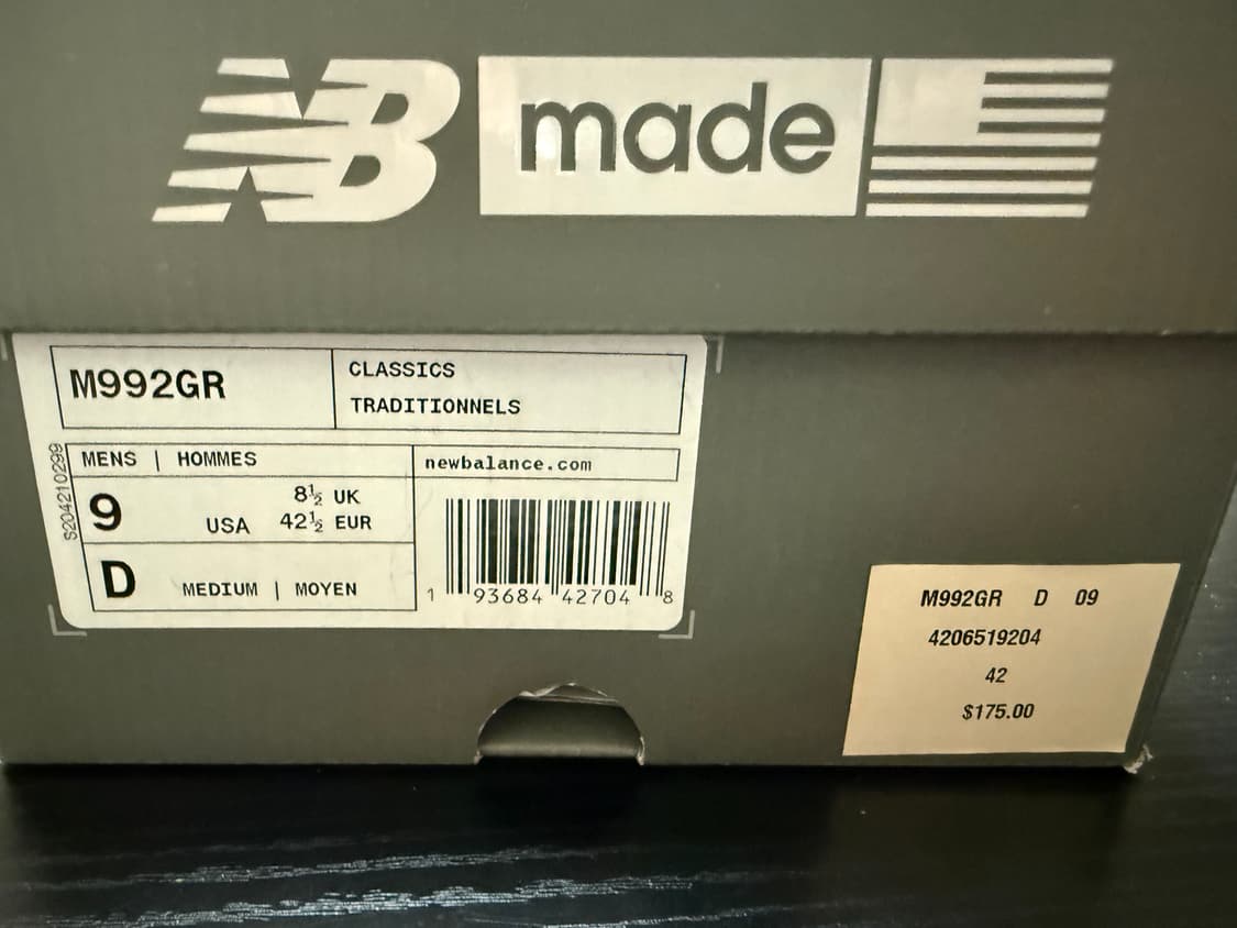 뉴발란스 992 메이드인 USA 그레이 - D 스탠다드 270사이즈 상품이미지10