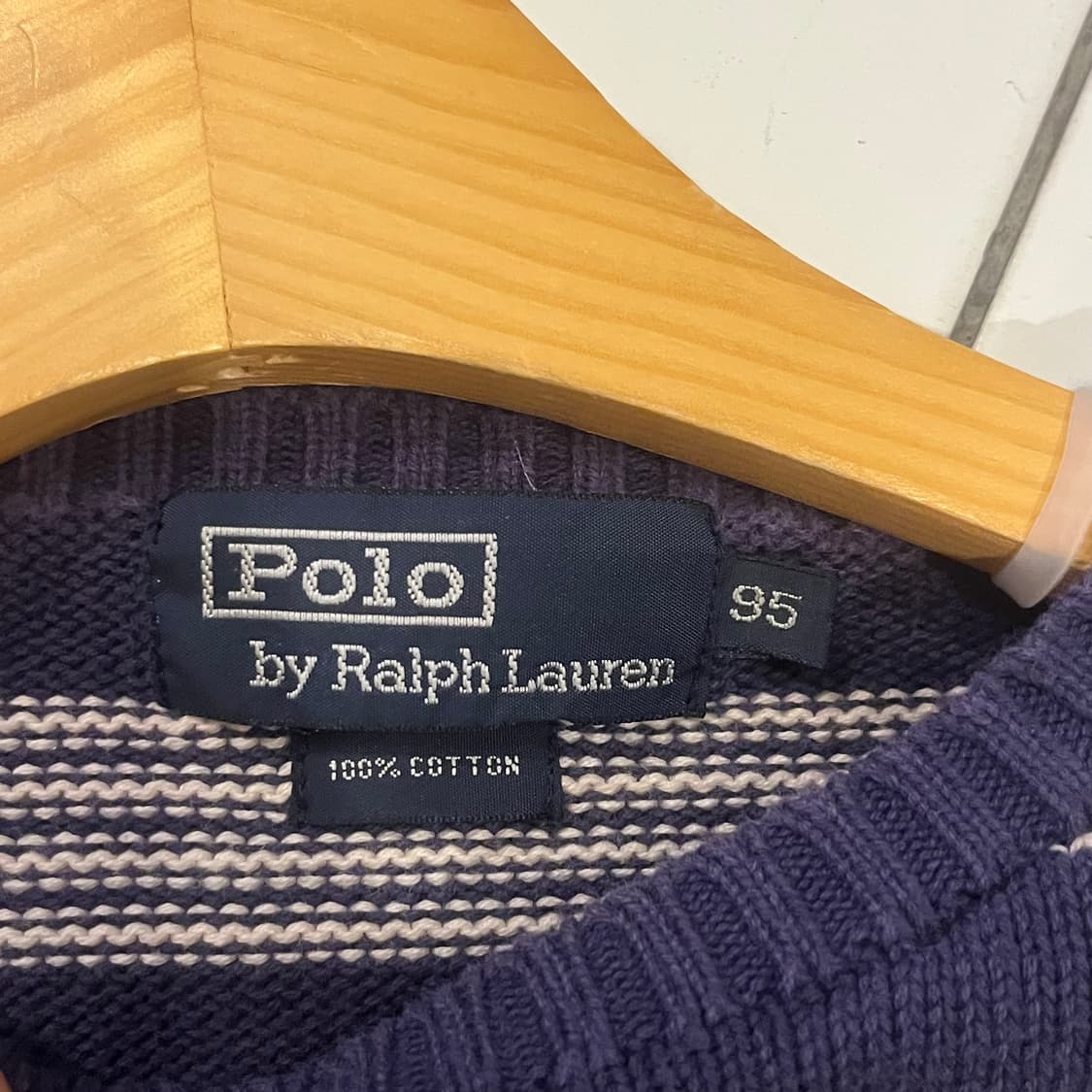 90‘s 폴로 네이비•화이트 배색 니트 상품이미지3