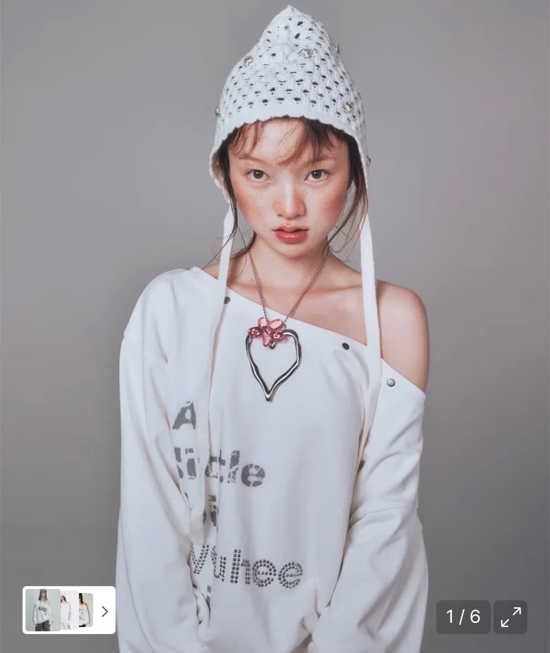 유희 YOUHEE 핫픽스 오프숄더 스웻셔츠 화이트 상품이미지1