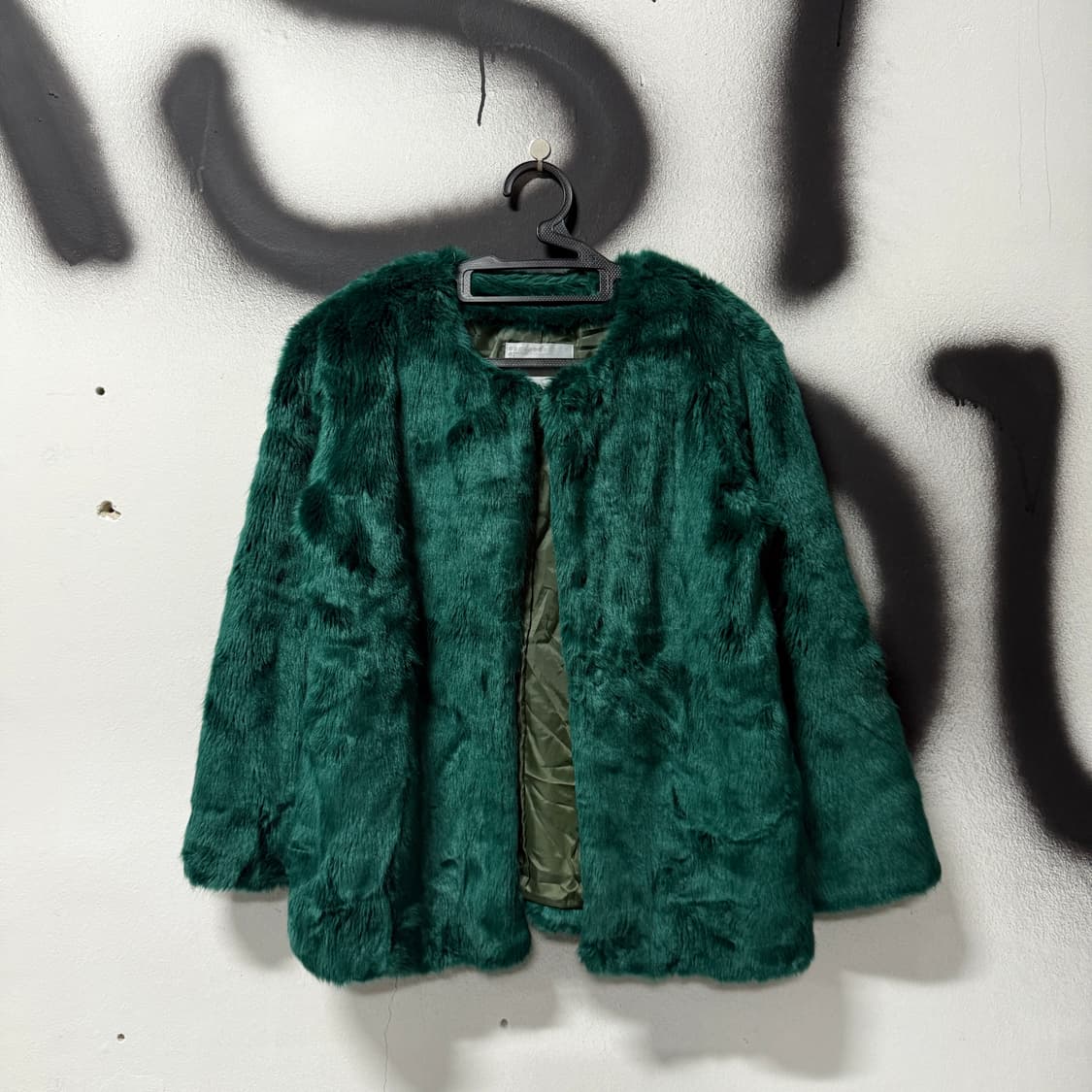 VTG 빈티지 논카라 그린 퍼 자켓 상품이미지1