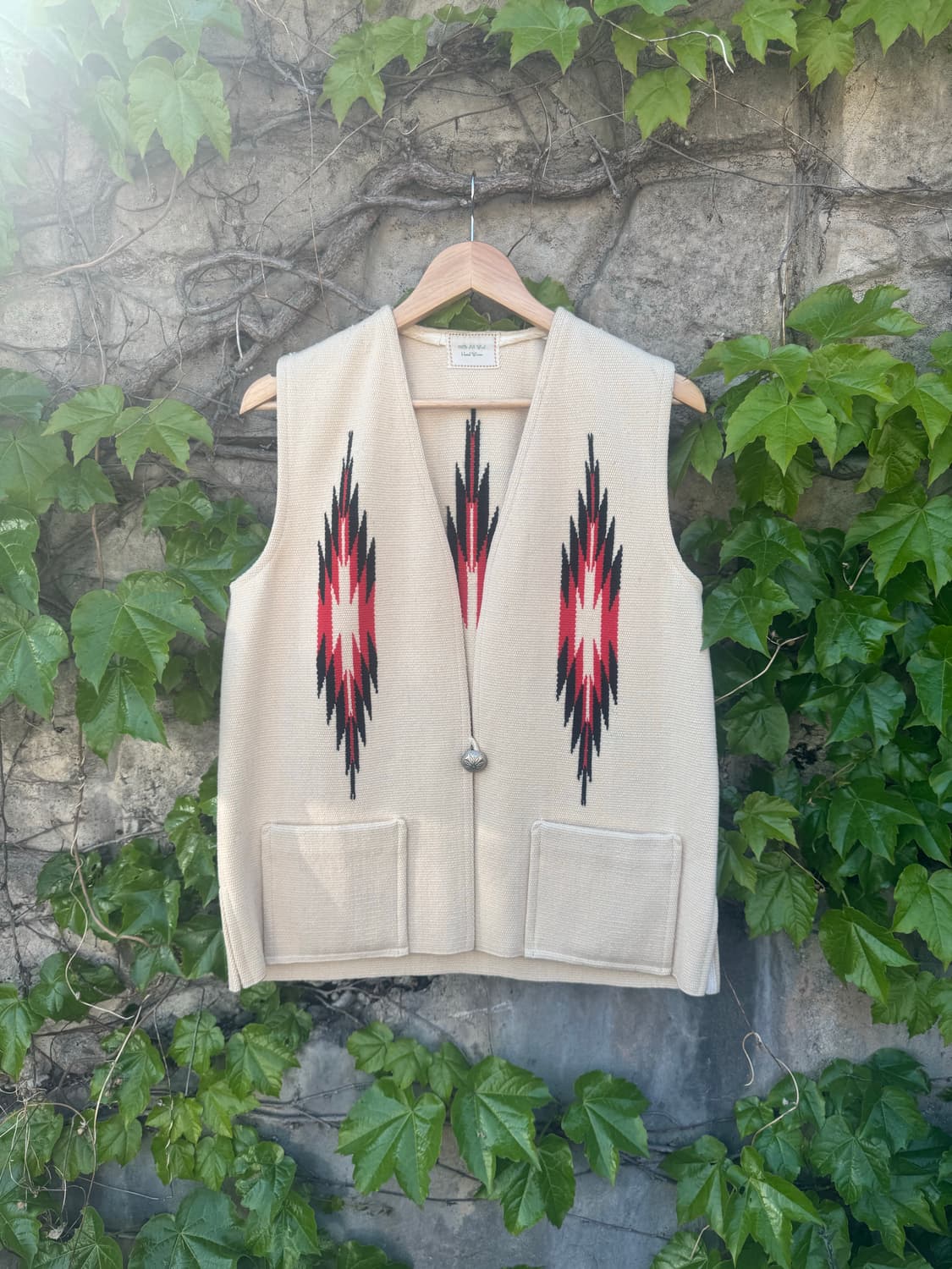 70s miller 핸드 우븐 울 웨스턴 오르테가 치마요 베스트 조끼 상품이미지1