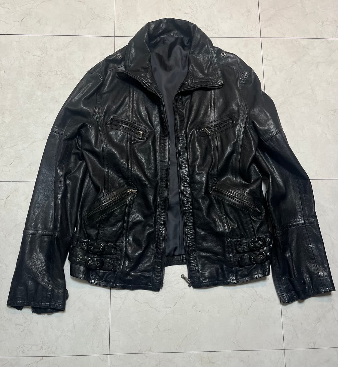 Japan Vintage 포켓 벨티드 램스킨 라이더 자켓 xl 상품이미지1