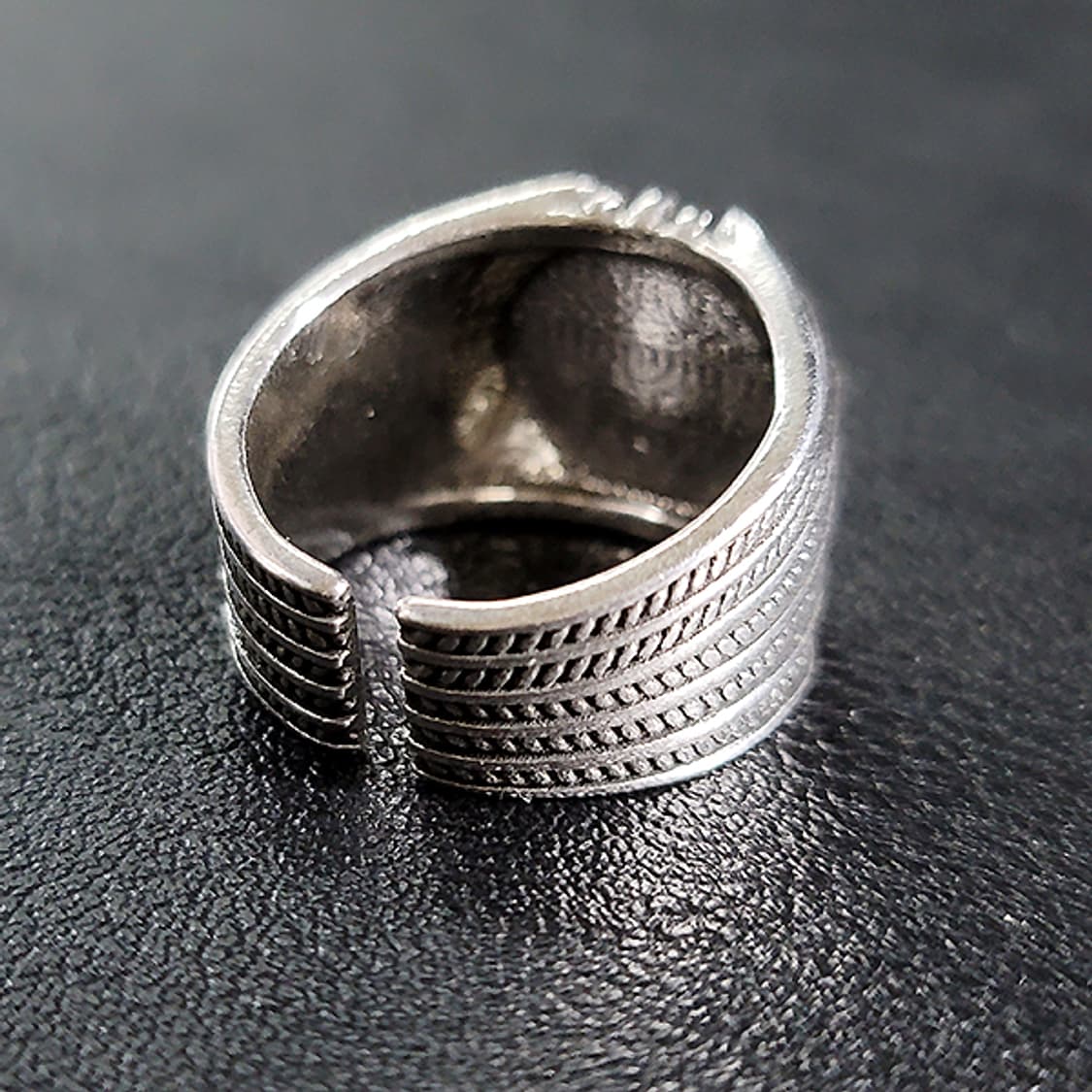 Helior 백동 빅사이즈 남자 엔틱 빈티지 그림자 태양 방패 반지 상품이미지3