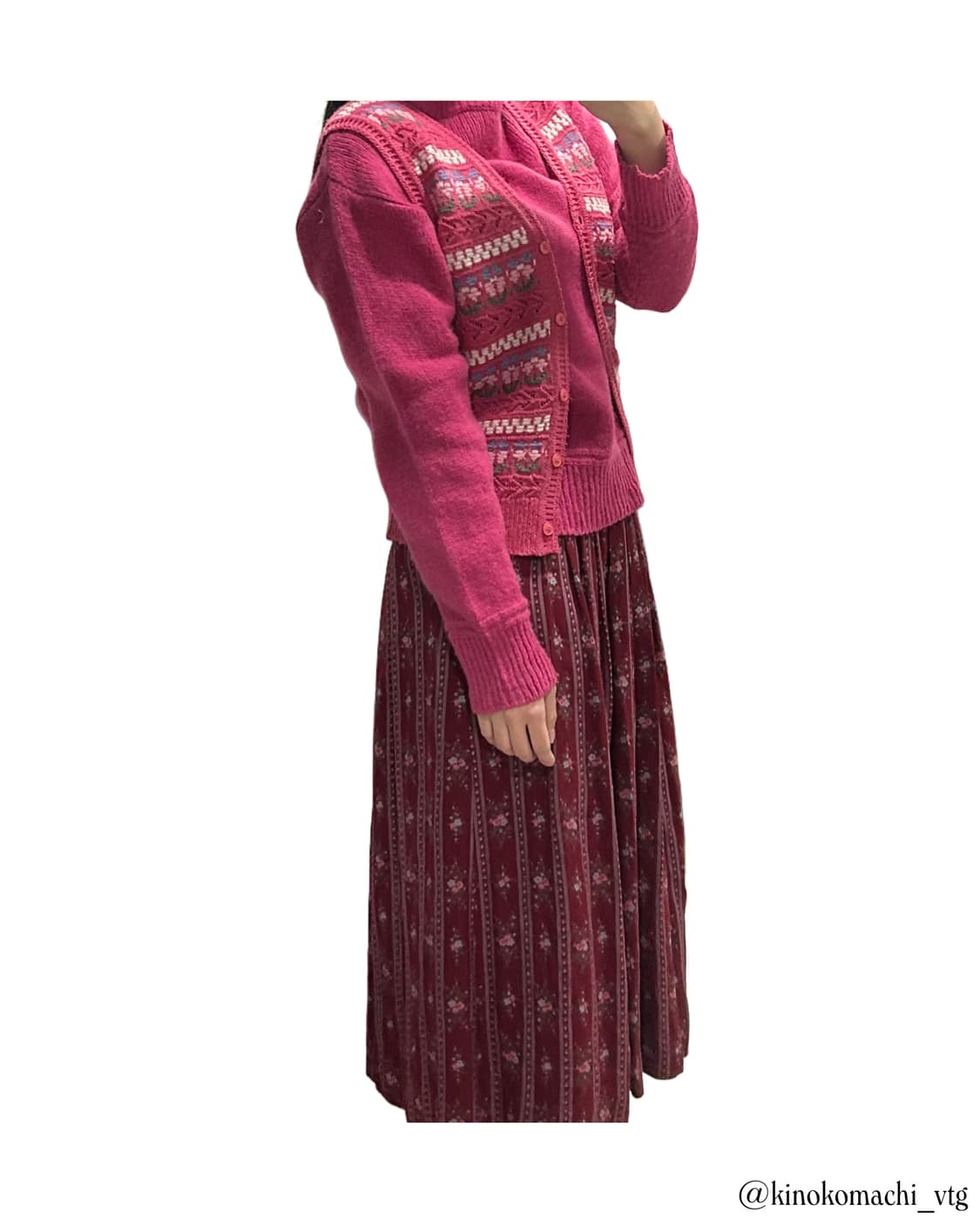 [세트 ]핑크버건디 플라워 러블리 모리걸 셋업 상품이미지2