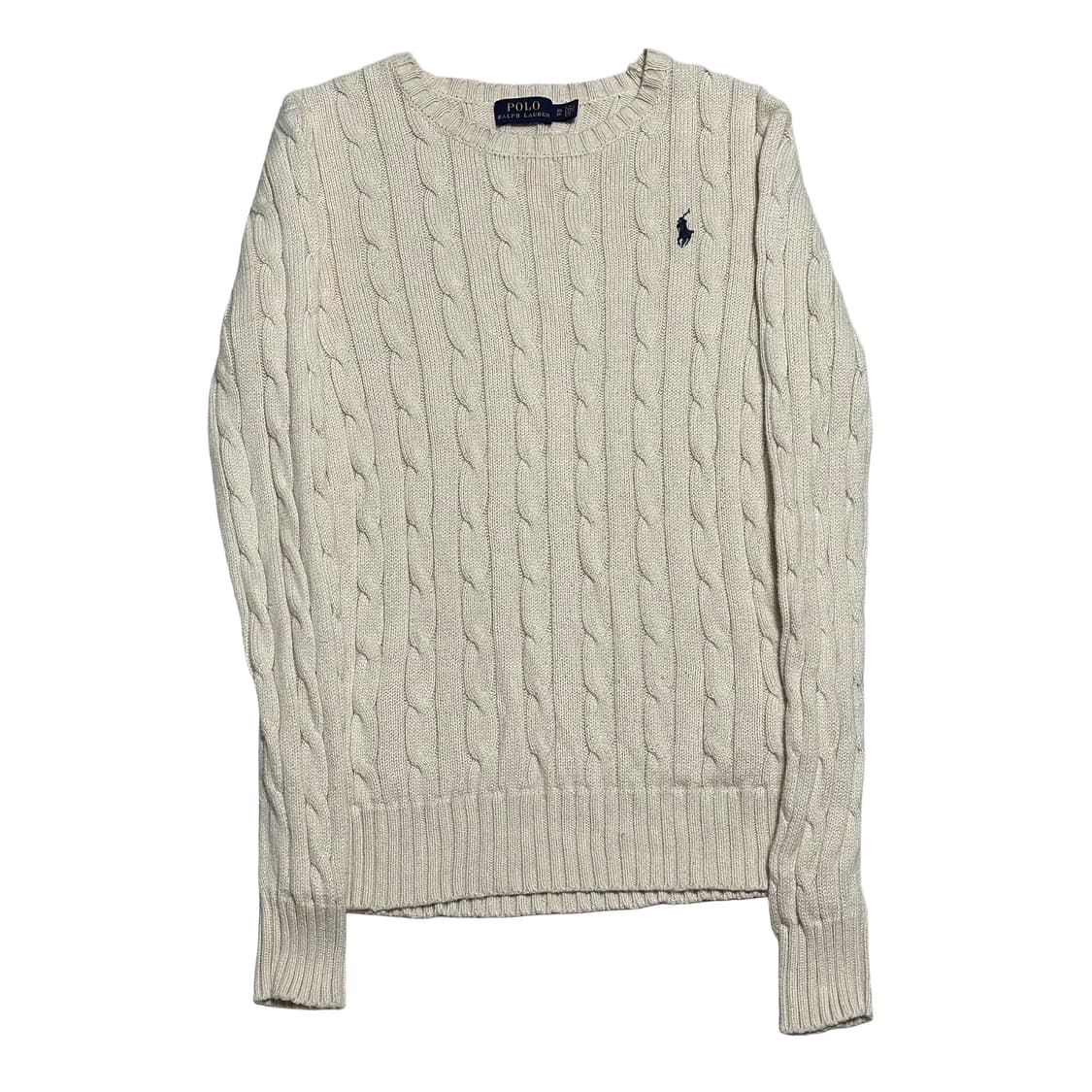 XS 폴로랄프로렌 네이비 포니 여성용 아이보리 케이블 니트 상품이미지1