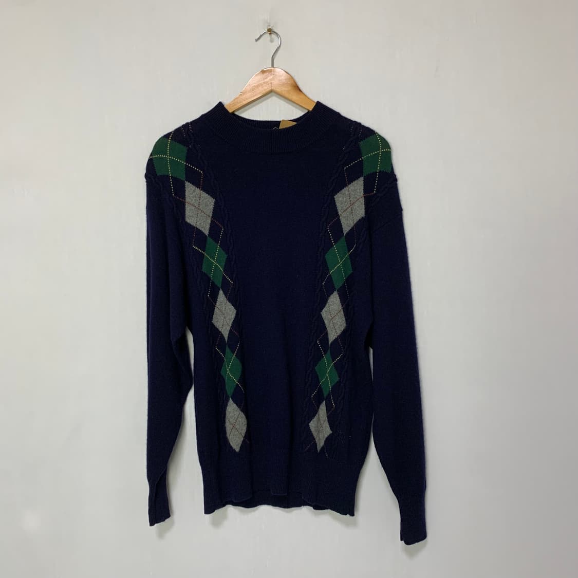 아가일 패턴 네이비 니트 스웨터 L 캐시미어 100 남성 빈티지 니트 상품이미지1