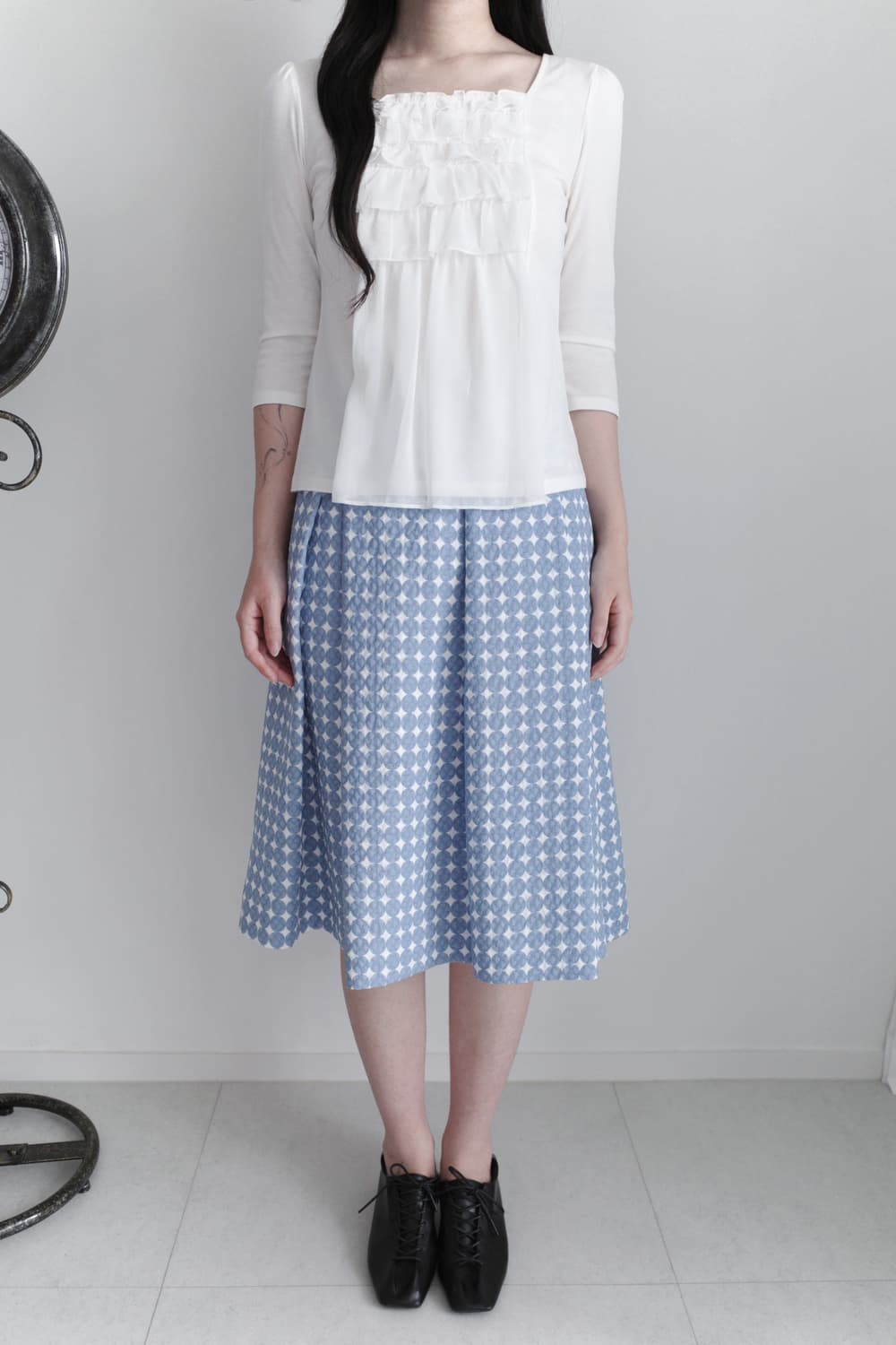 dot pleats skirt  상품이미지3