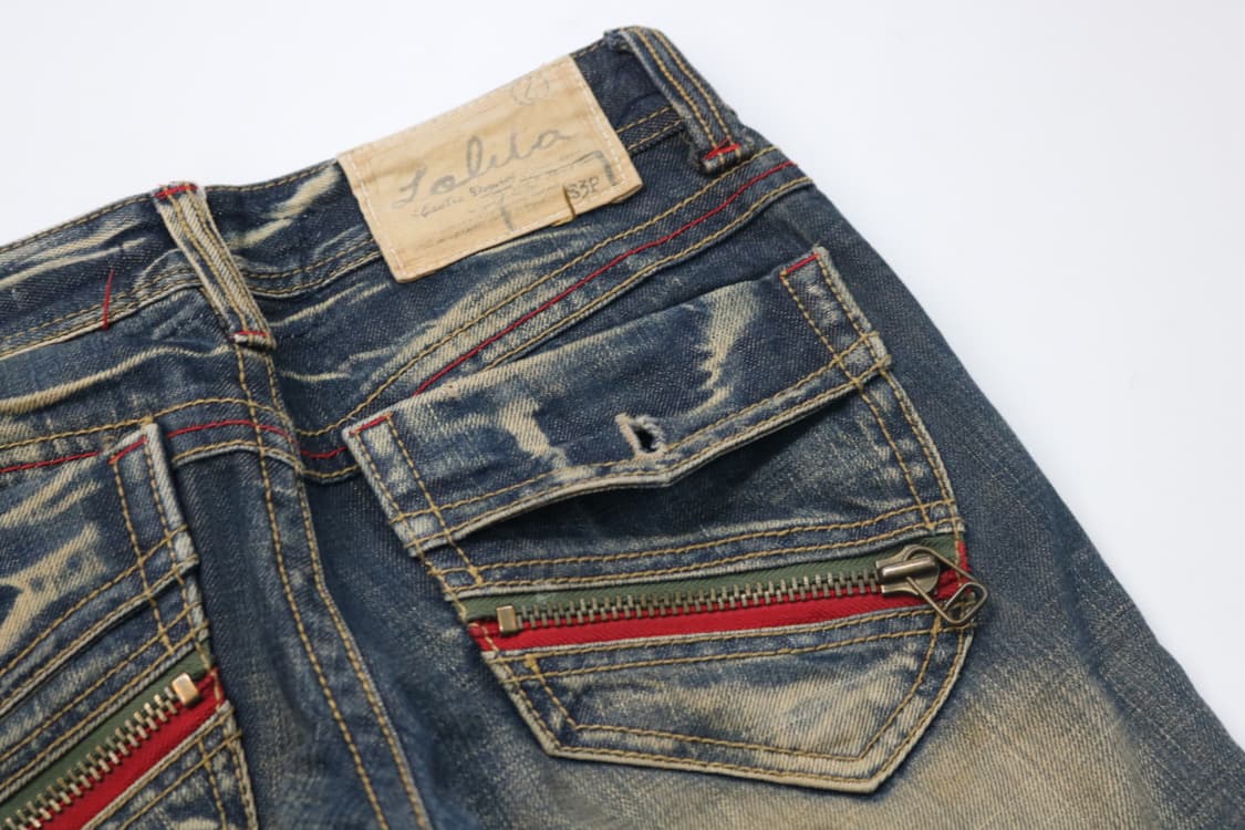 로리타진 빈티지 워싱 레드 지퍼 포인트 부츠컷 데님 (25) 상품이미지9