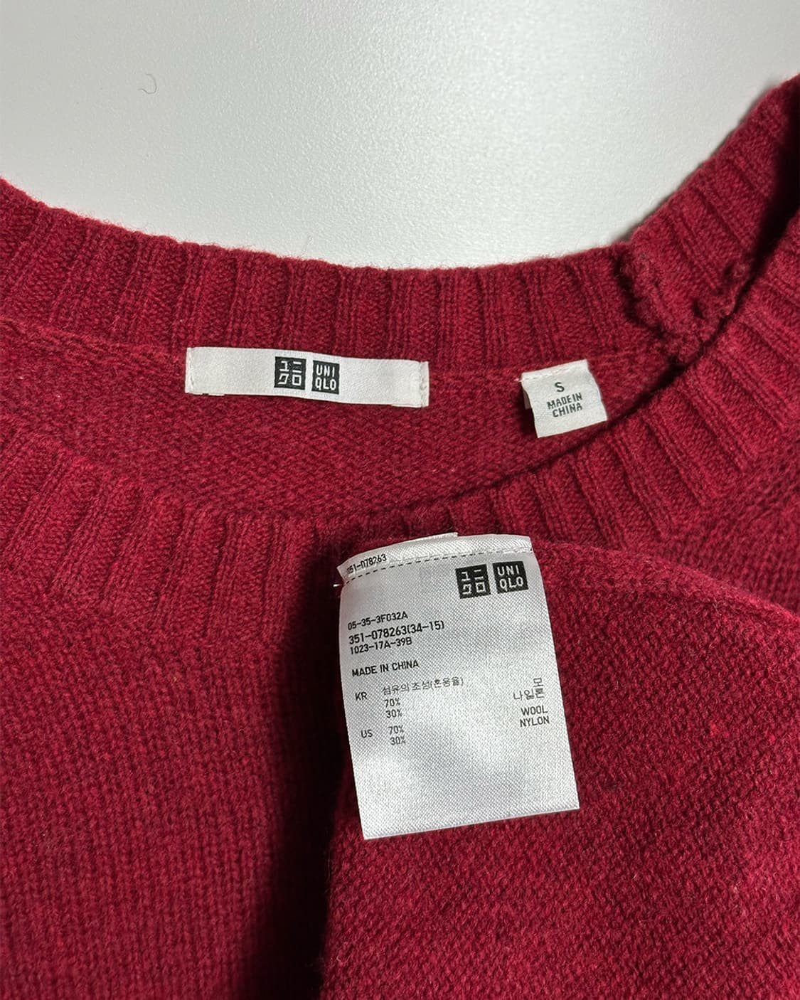 유니클로  니트 레드 상품이미지3