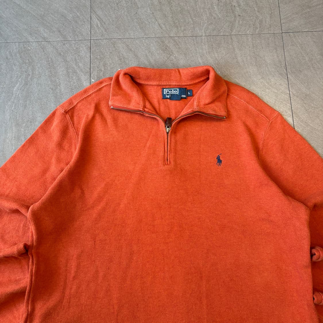 폴로 정품 오렌지 반집업 니트 상품이미지3