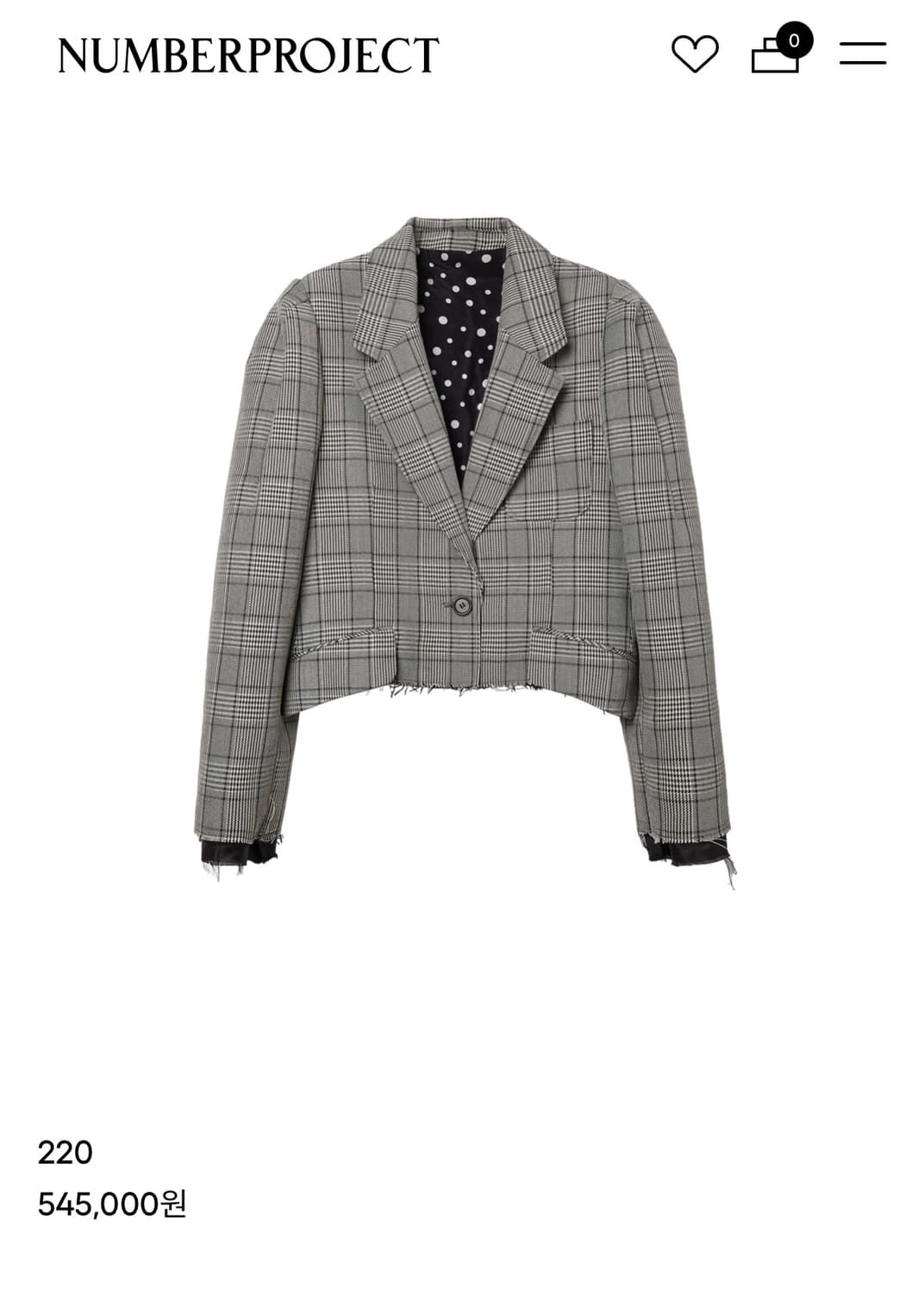 (55)넘버프로젝트 퍼프숄더 컷팅 디테일 크롭 자켓 상품이미지1