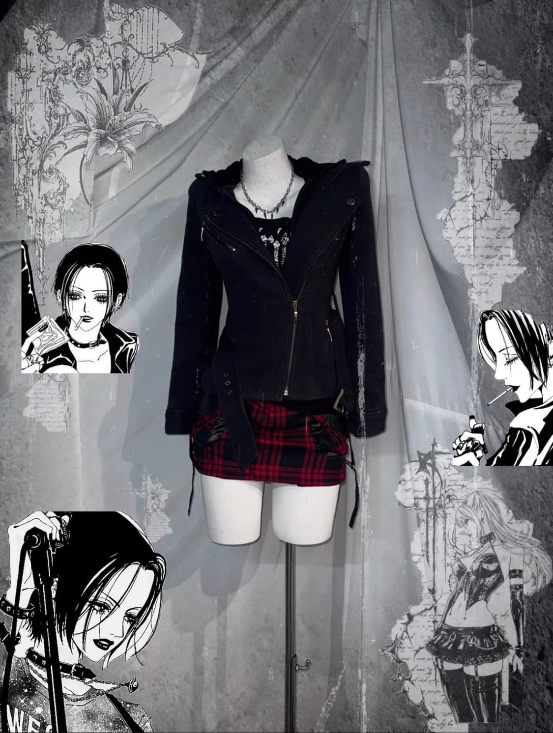 스윙잉서울쿨키즈 나나깔 고스트오브할렘 쥬시꾸뛰르 딱붙 펑크 코디세트 상품이미지1