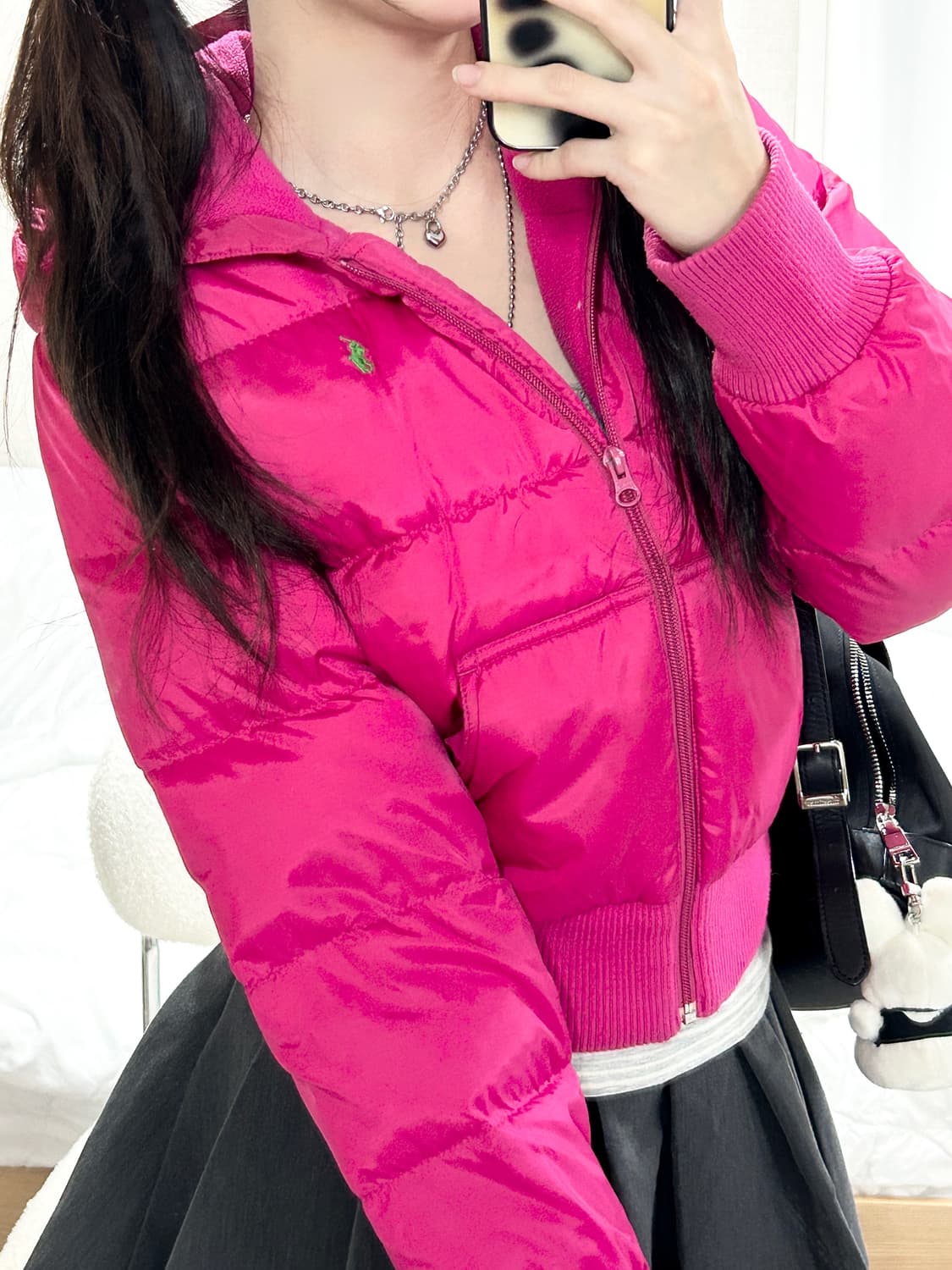 폴로 연두포니 핑크 숏패딩 상품이미지4